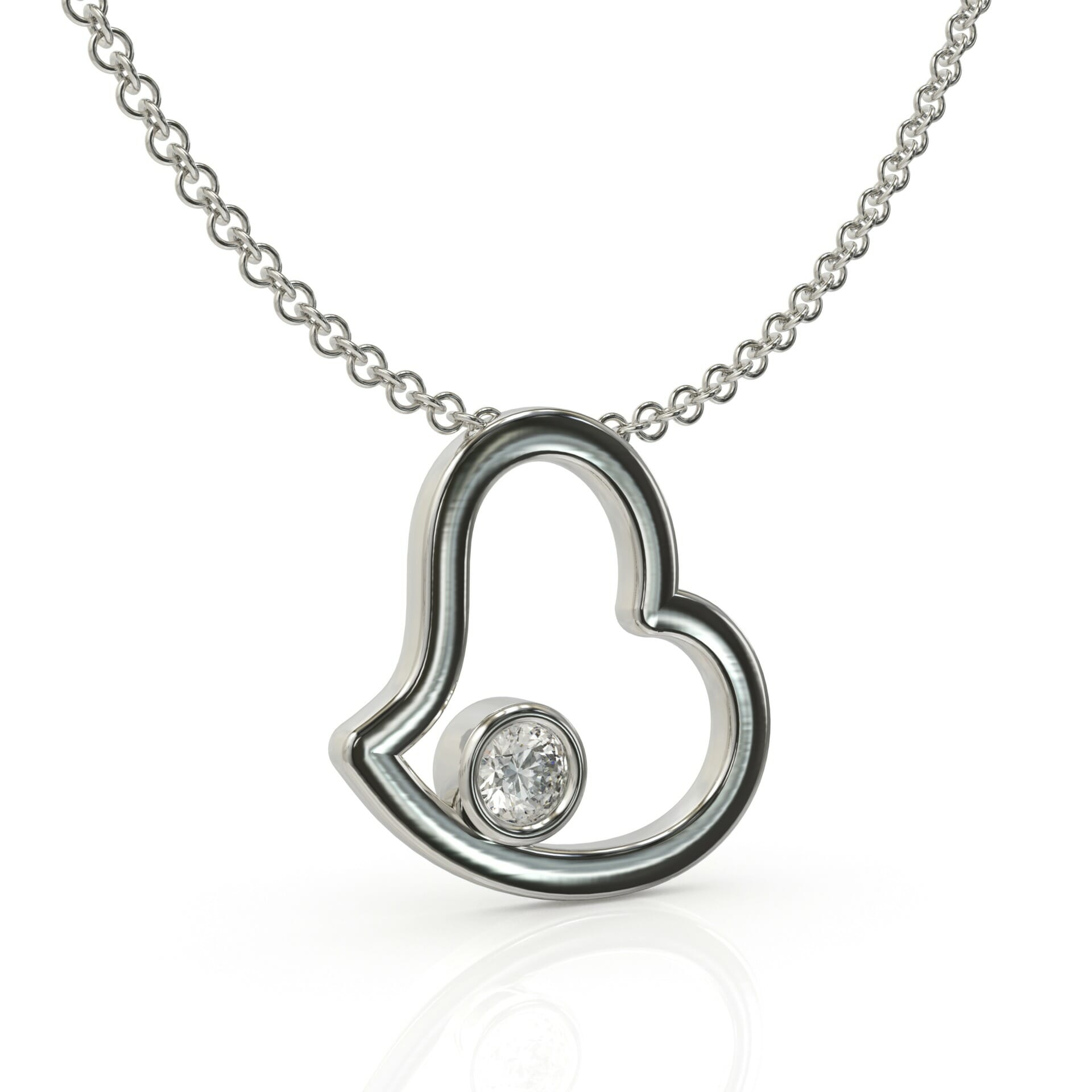 שרשרת לב משובצת יהלום עגול דגם: Amsterdam