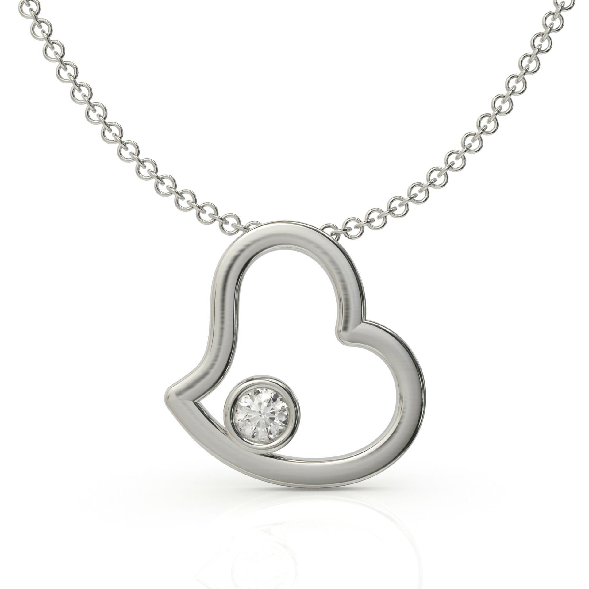 שרשרת לב משובצת יהלום עגול דגם: Amsterdam