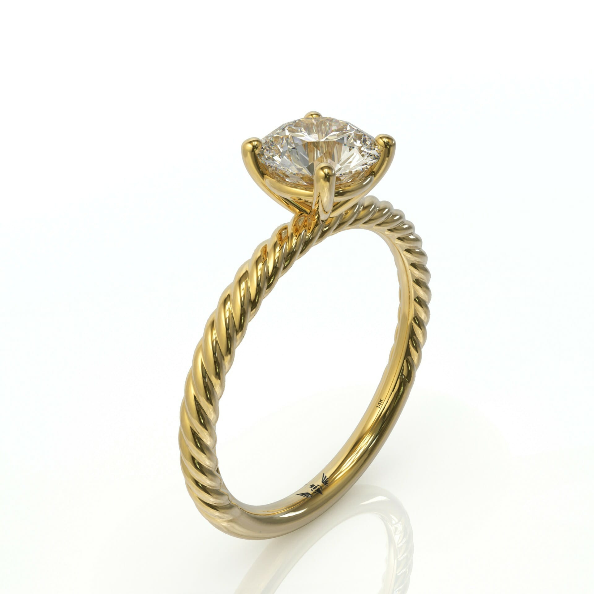 טבעת חבל סוליטר משובצת יהלום עגול דגם: נטע