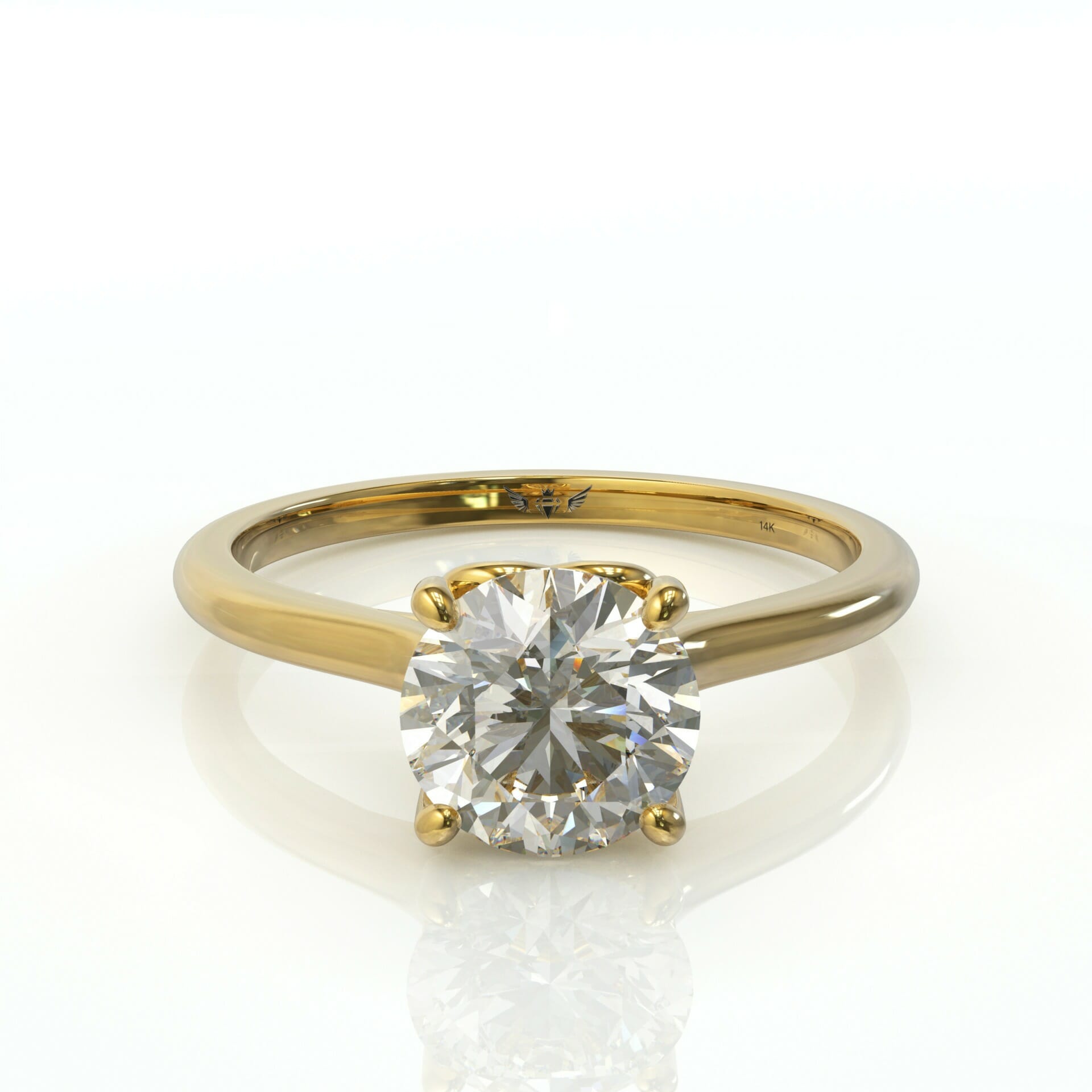 טבעת סוליטר ויהלום מרכזי עגול קלאסית לכל הצעה או אירוע דגם: שלווה