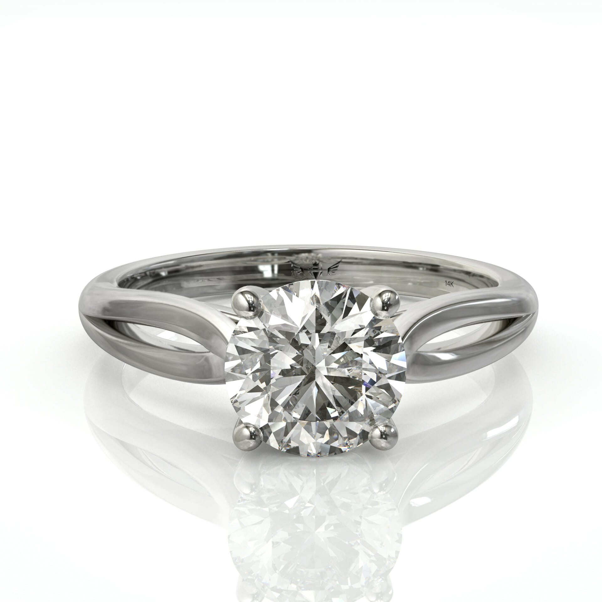 טבעת סוליטר בעיטור יהלום מרכזי עגול דגם: ביוטי