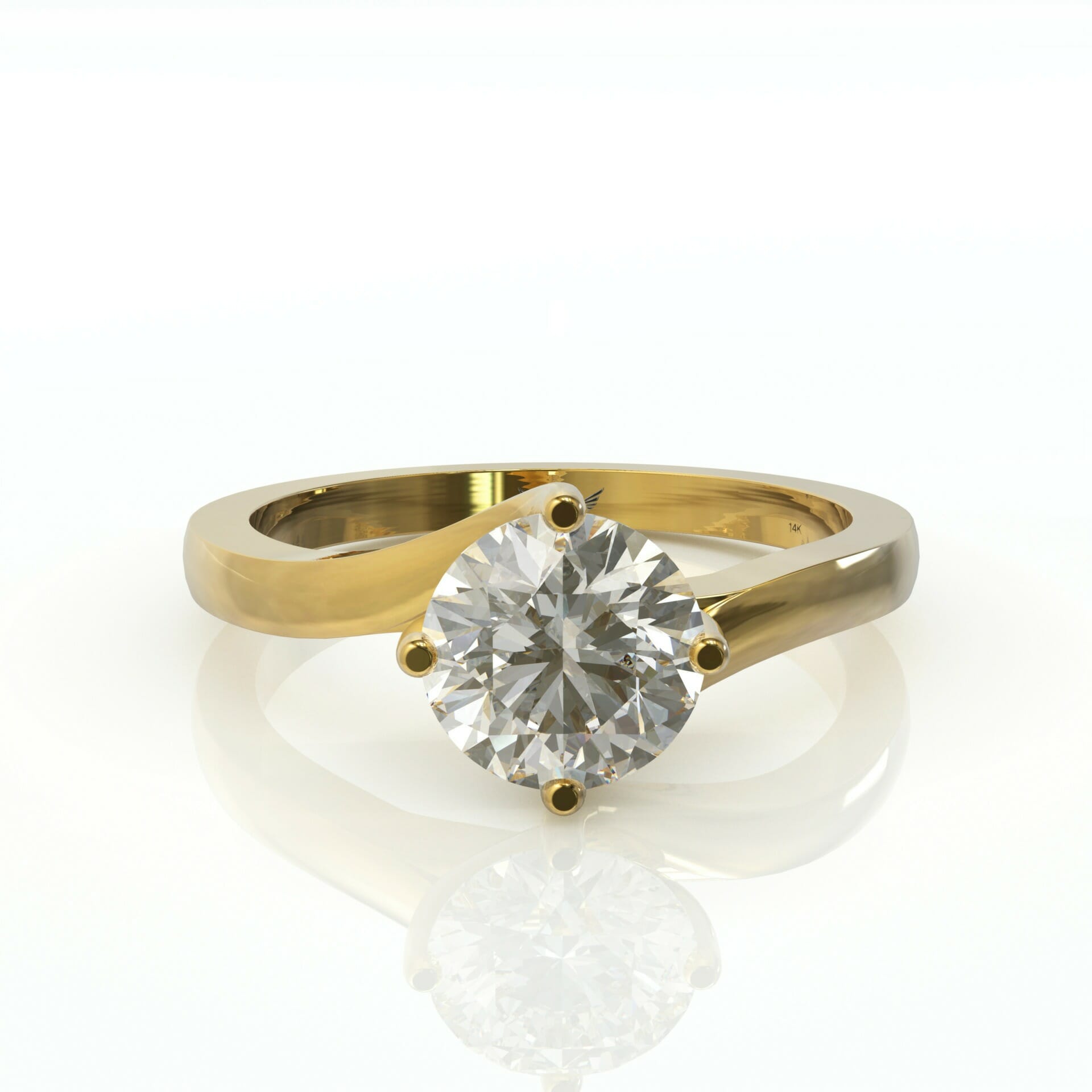 טבעת סוליטר טוויסט ויהלום עגול דגם: ג'ייד