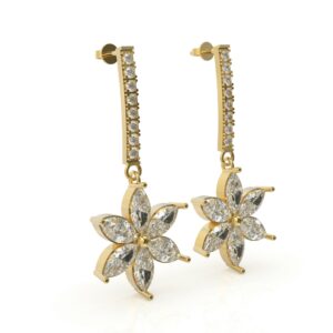 עגילי פרח ויהלומי מרקיזה דגם: Sunny