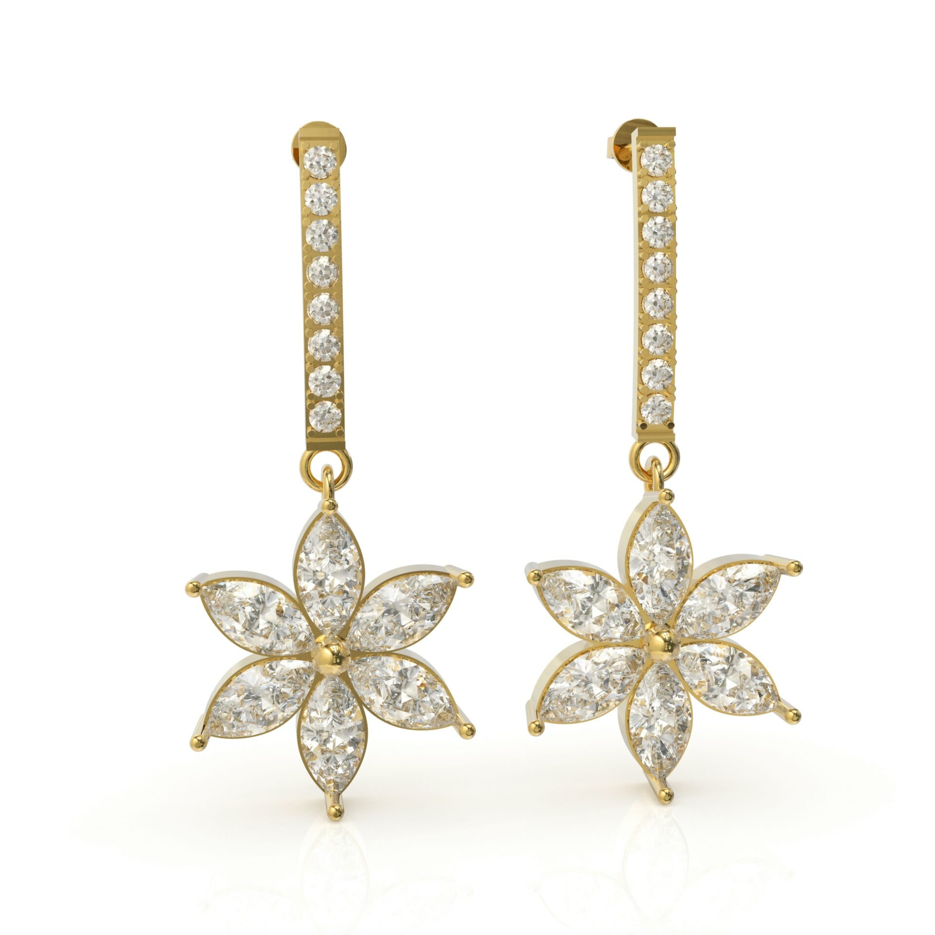 עגילי פרח ויהלומי מרקיזה דגם: Sunny