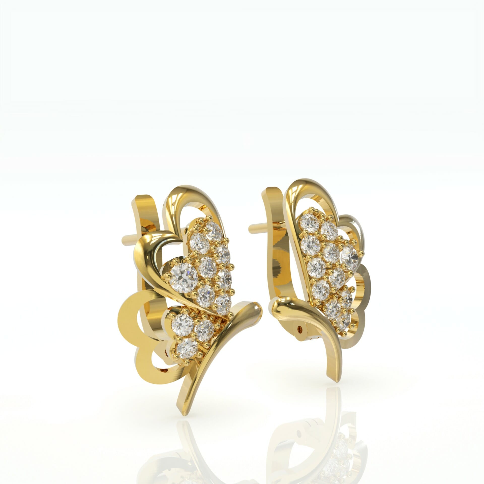 עגילי זהב ויהלומים בעיצוב פרפר דגם: Madilyn