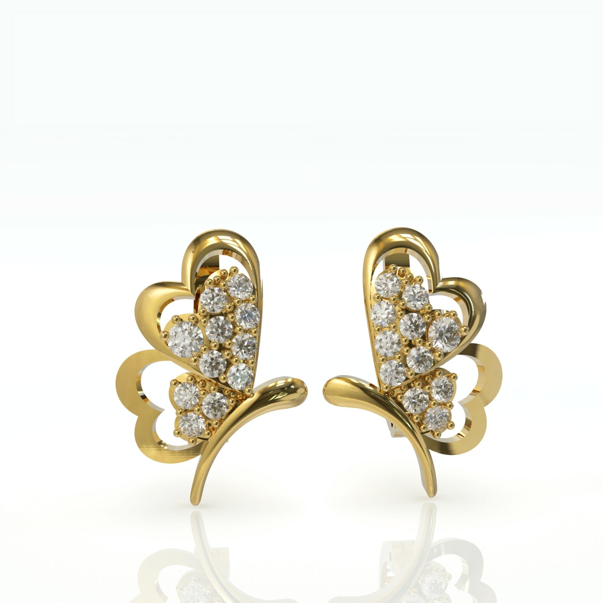 עגילי זהב ויהלומים בעיצוב פרפר דגם: Madilyn