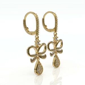 עגילי כלה פפיון תלויים משובצות יהלומים דגם: Winter