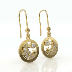 עגילים לנערות וילדות בעיצוב ירח וכוכבים דגם: Miriam