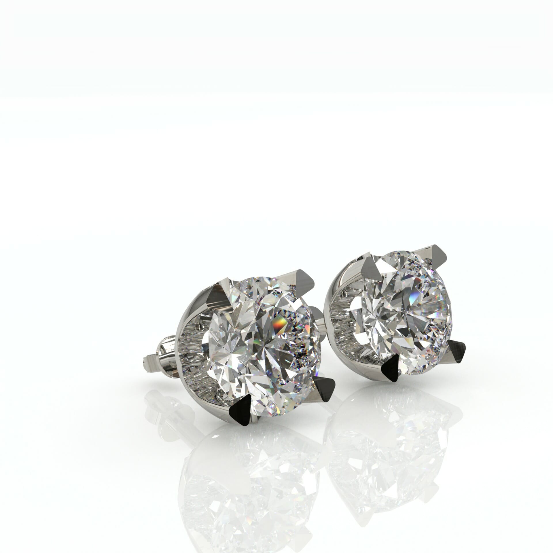 עגילי סוליטר יהלומים קלאסיות דגם: Vanessa