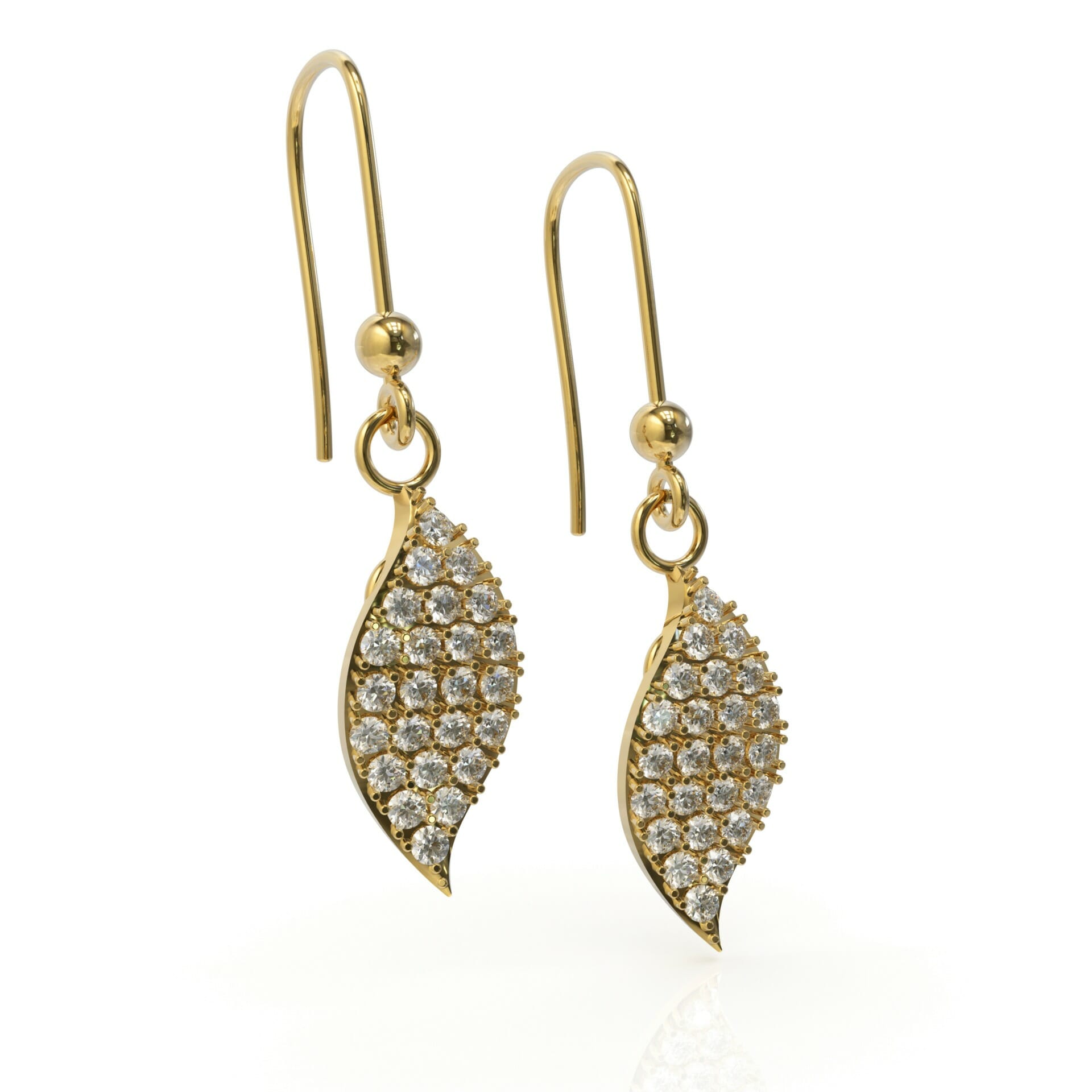 עגילים תלויים צורת עלה דגם: Love