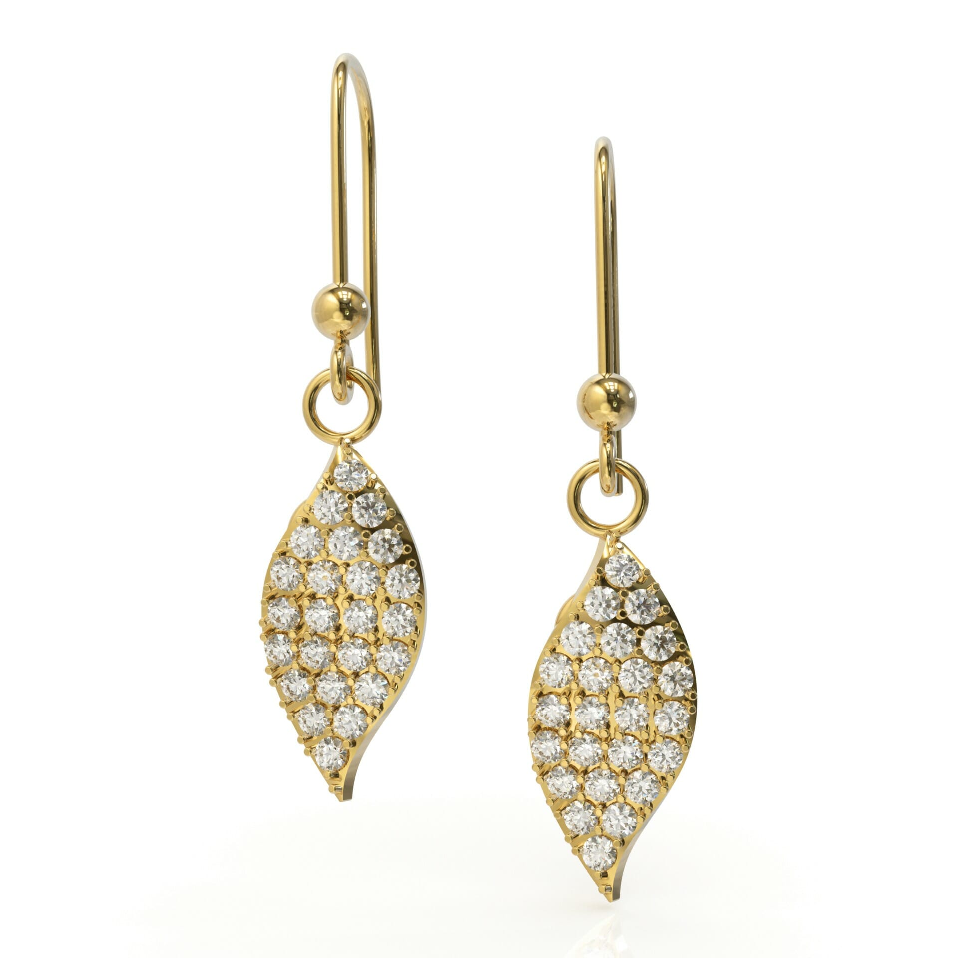 עגילים תלויים צורת עלה דגם: Love