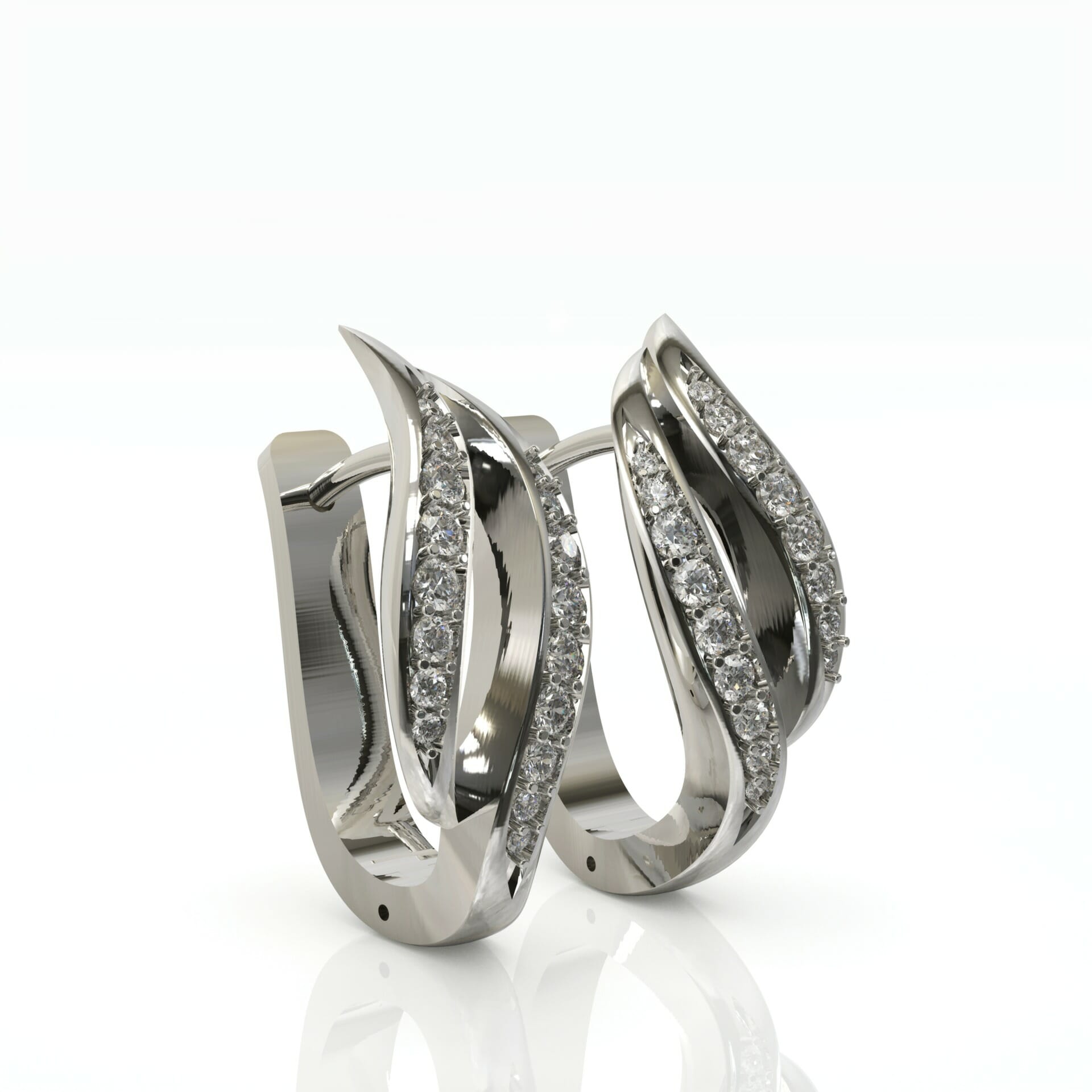 עגילי קליפס אלגנטיות ויהלומים טבעיים דגם: Veronica