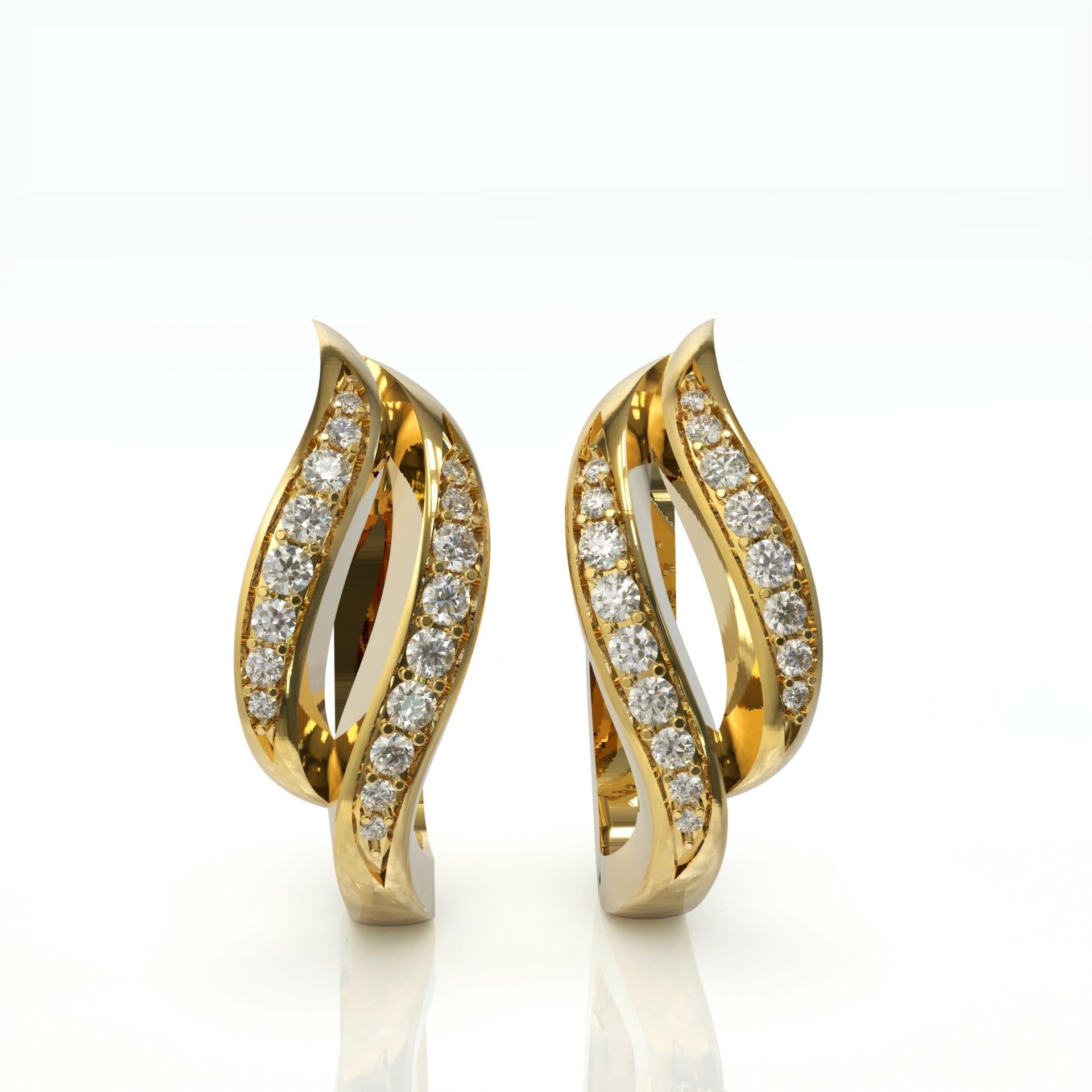 עגילי קליפס אלגנטיות ויהלומים טבעיים דגם: Veronica