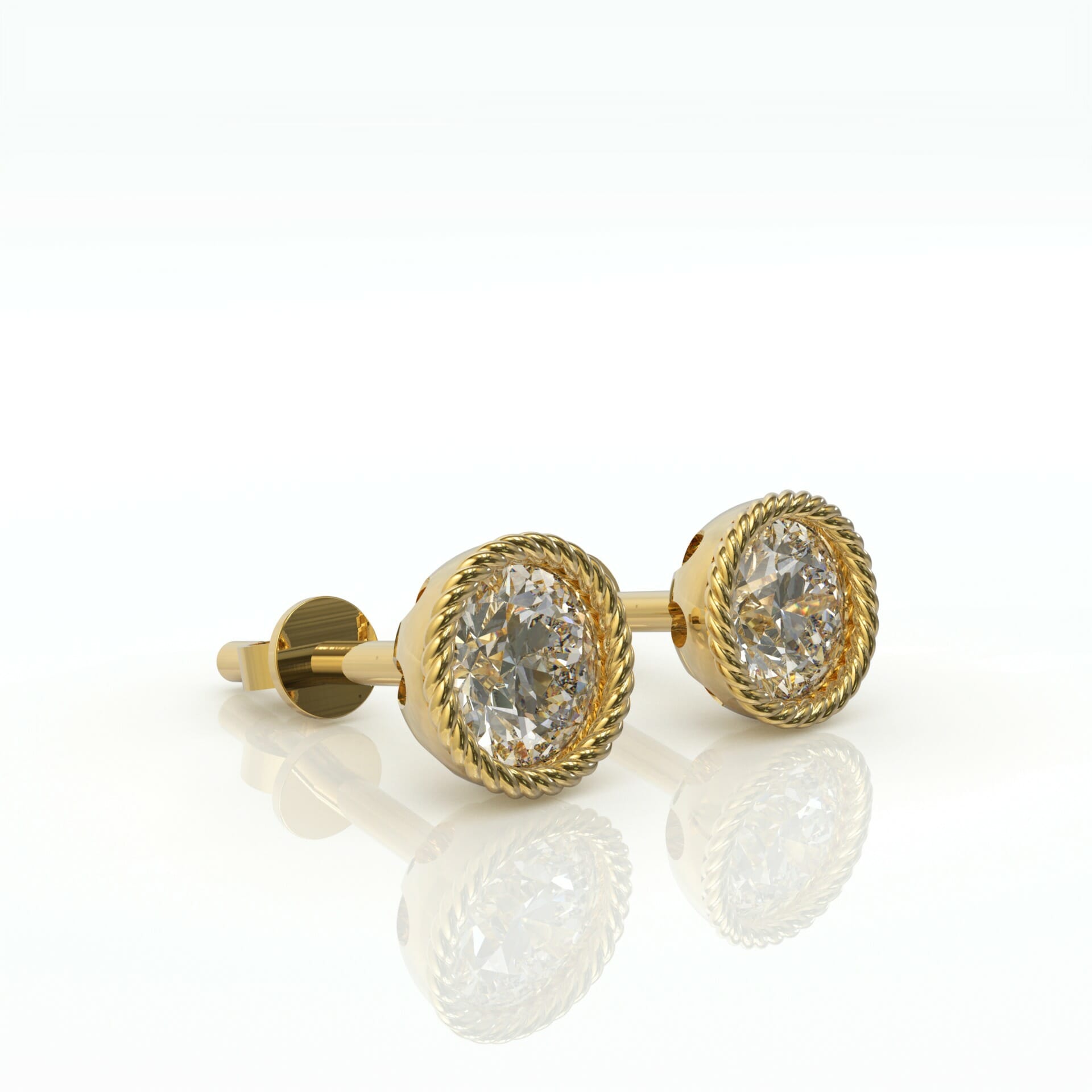 עגילי יהלומים צמודים בשיבוץ כוס דגם: Nina