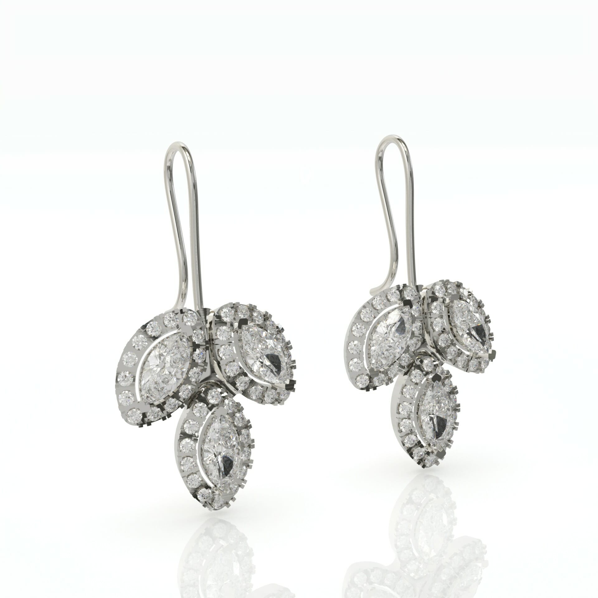 עגילים עלה תלויים ויהלומי מרקיזה דגם: Naya