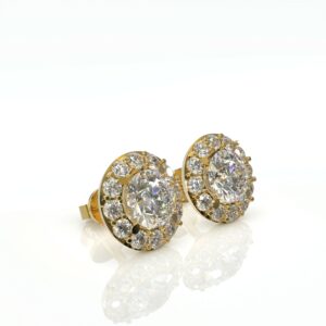 עגילים צמודים משובצים היילו יהלומים דגם: Gabrielle