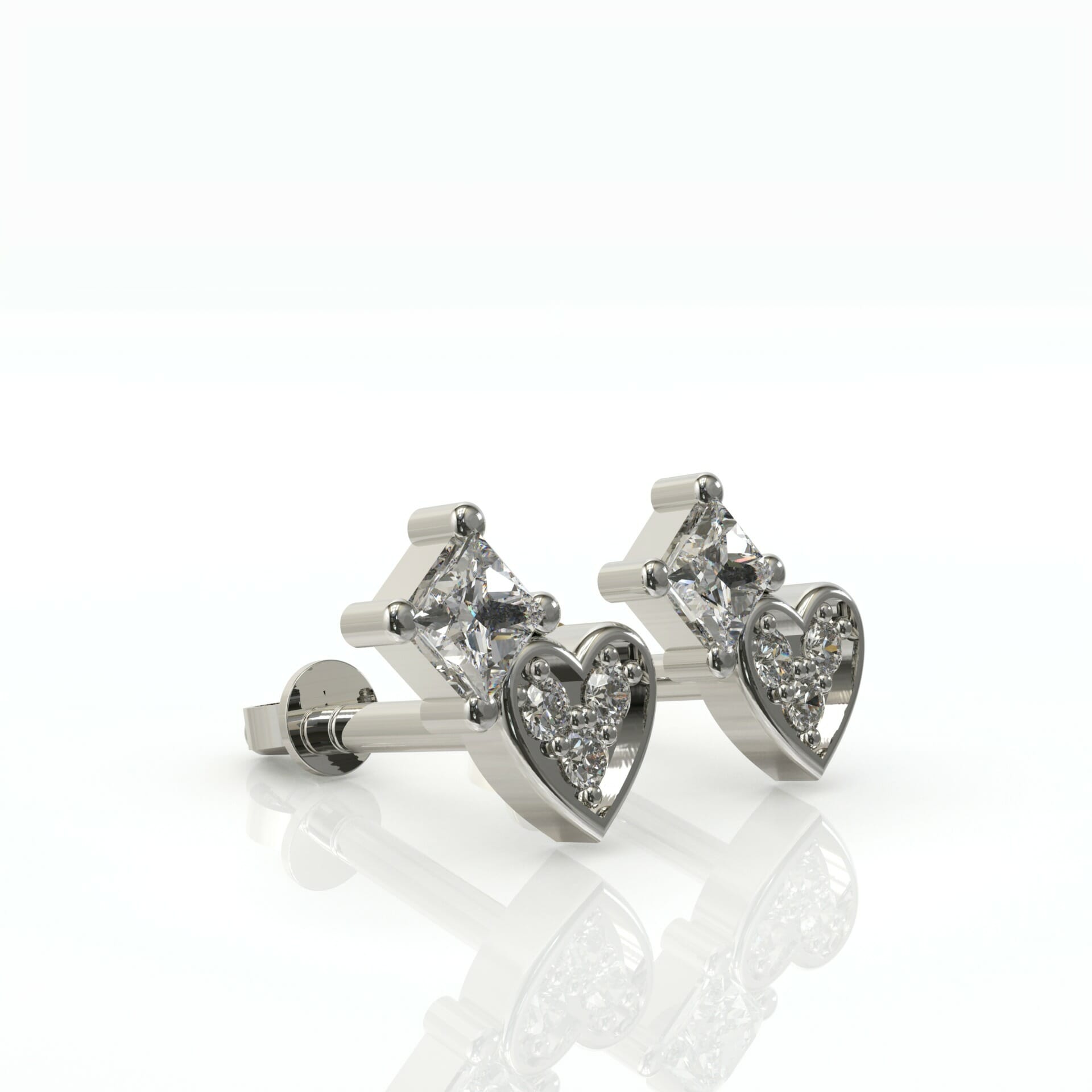 עגילים לחור שני משובצים יהלומים דגם: Camilla