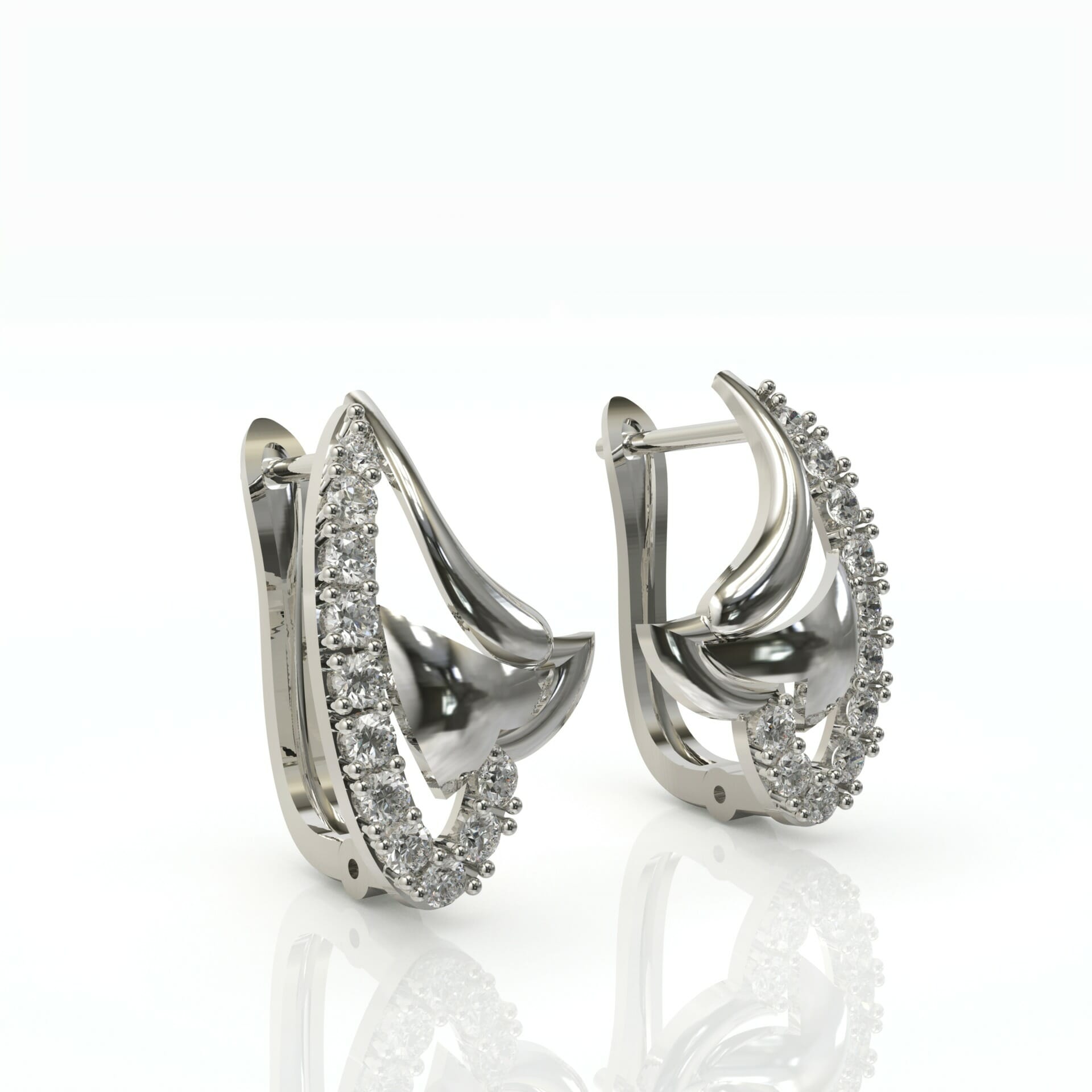 עגילי קליפס יהלומים בעיצוב משגע דגם: Helen