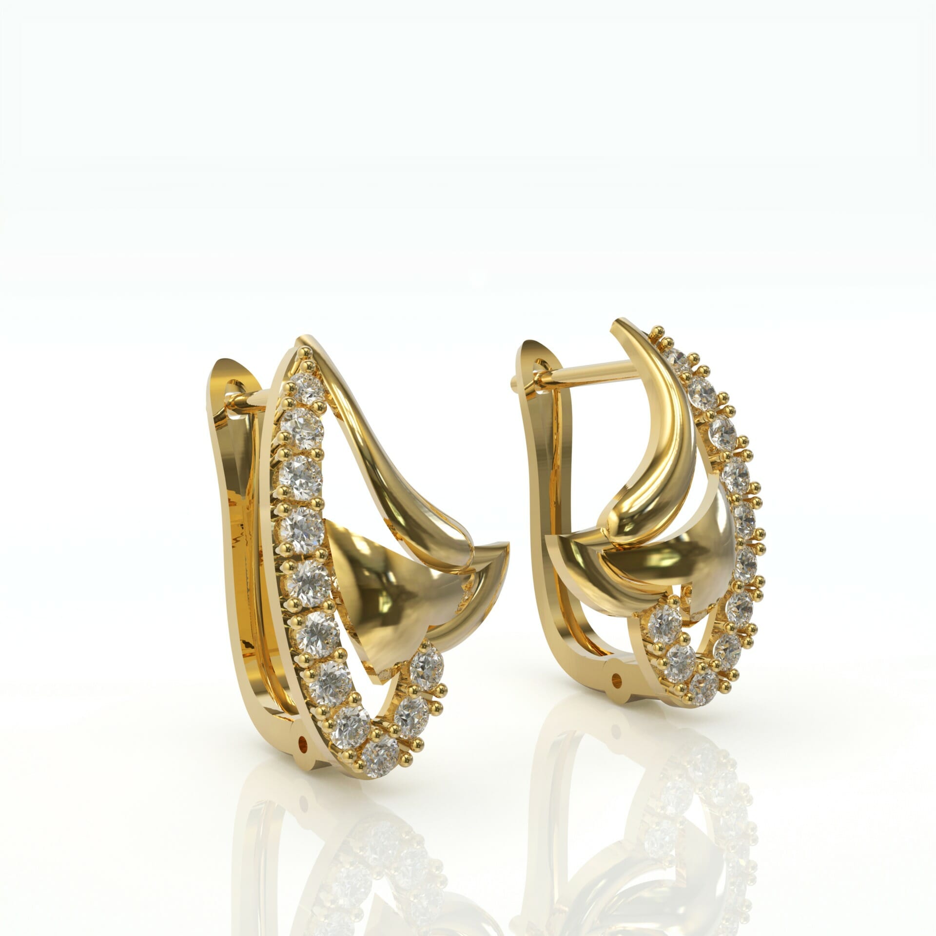 עגילי קליפס יהלומים בעיצוב משגע דגם: Helen