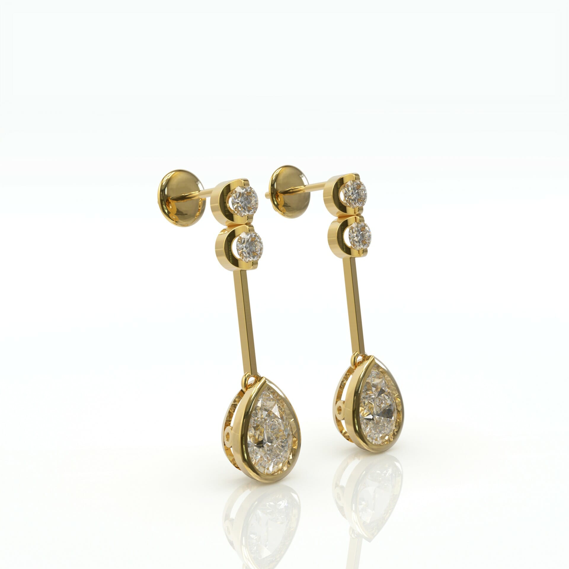 עגילי מוט ויהלומי טיפה דגם: Demi