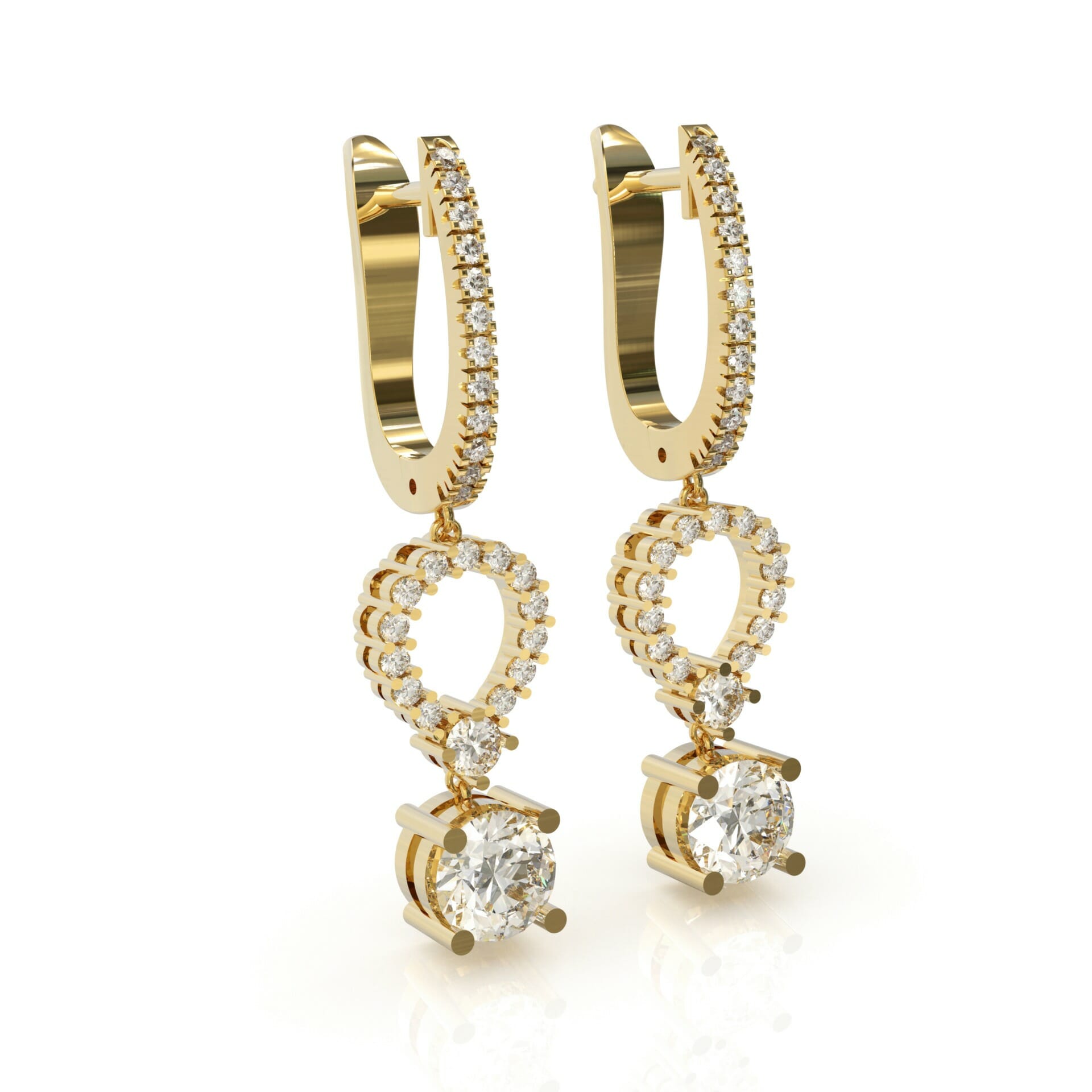 עגילי מעצבים תלויים משובצים יהלומים דגם: Lara