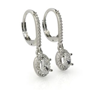 עגילים תלויים משובצים יהלומי אובל דגם: Noemi