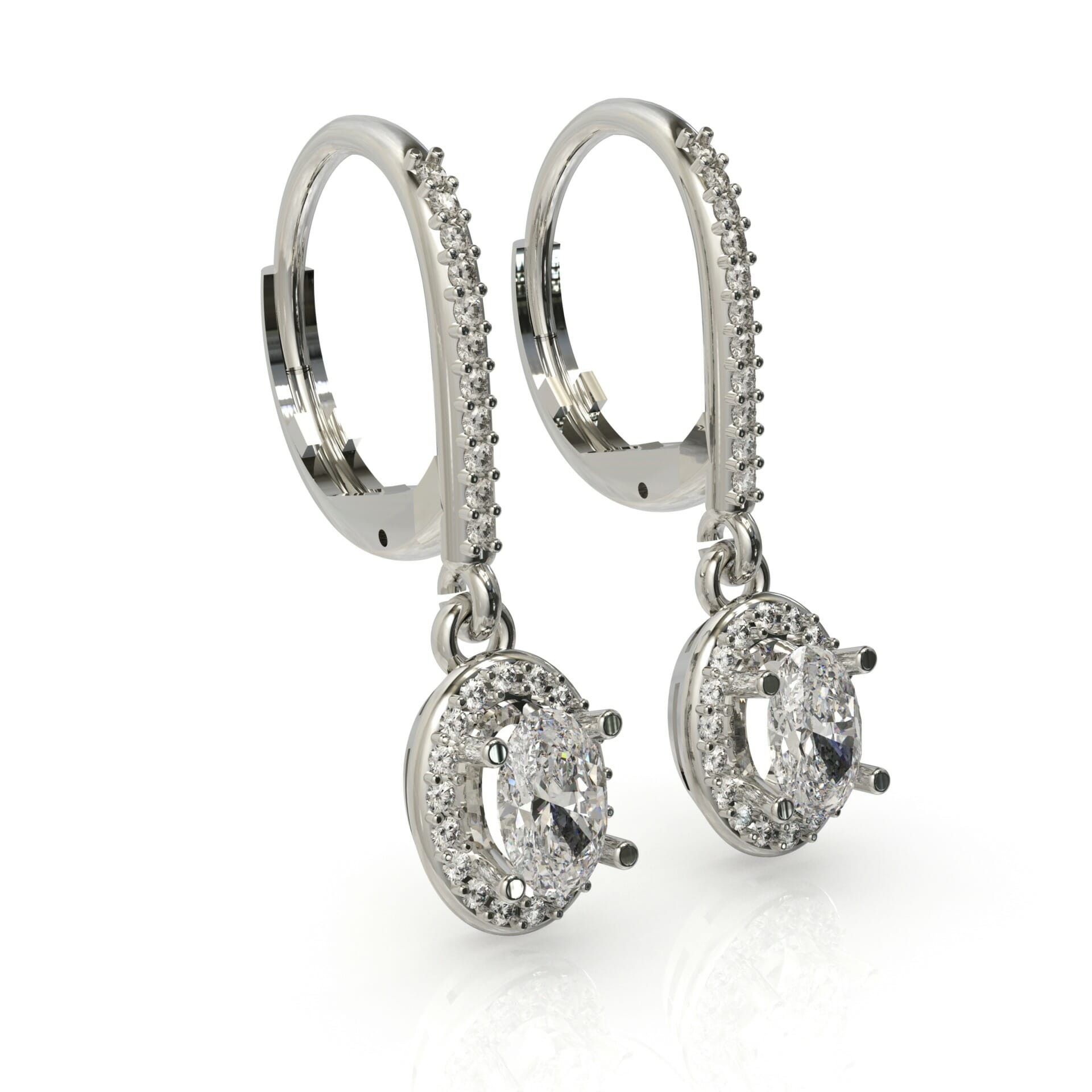 עגילים תלויים משובצים יהלומי אובל דגם: Noemi