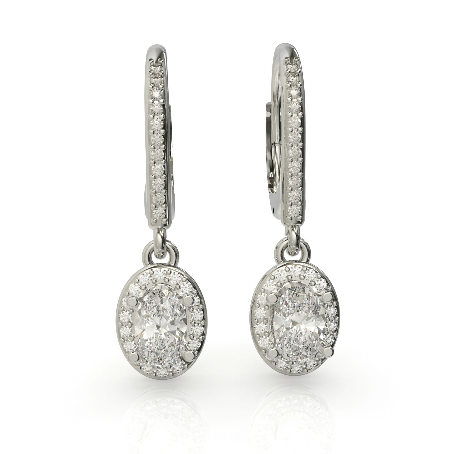 עגילים תלויים משובצים יהלומי אובל דגם: Noemi