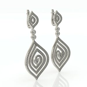 עגילי ערב ספירלה תלויות משובצות יהלומים דגם: Angelina