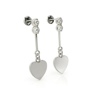 עגילי לב עדינים בשיבוץ יהלומים דגם: Louise