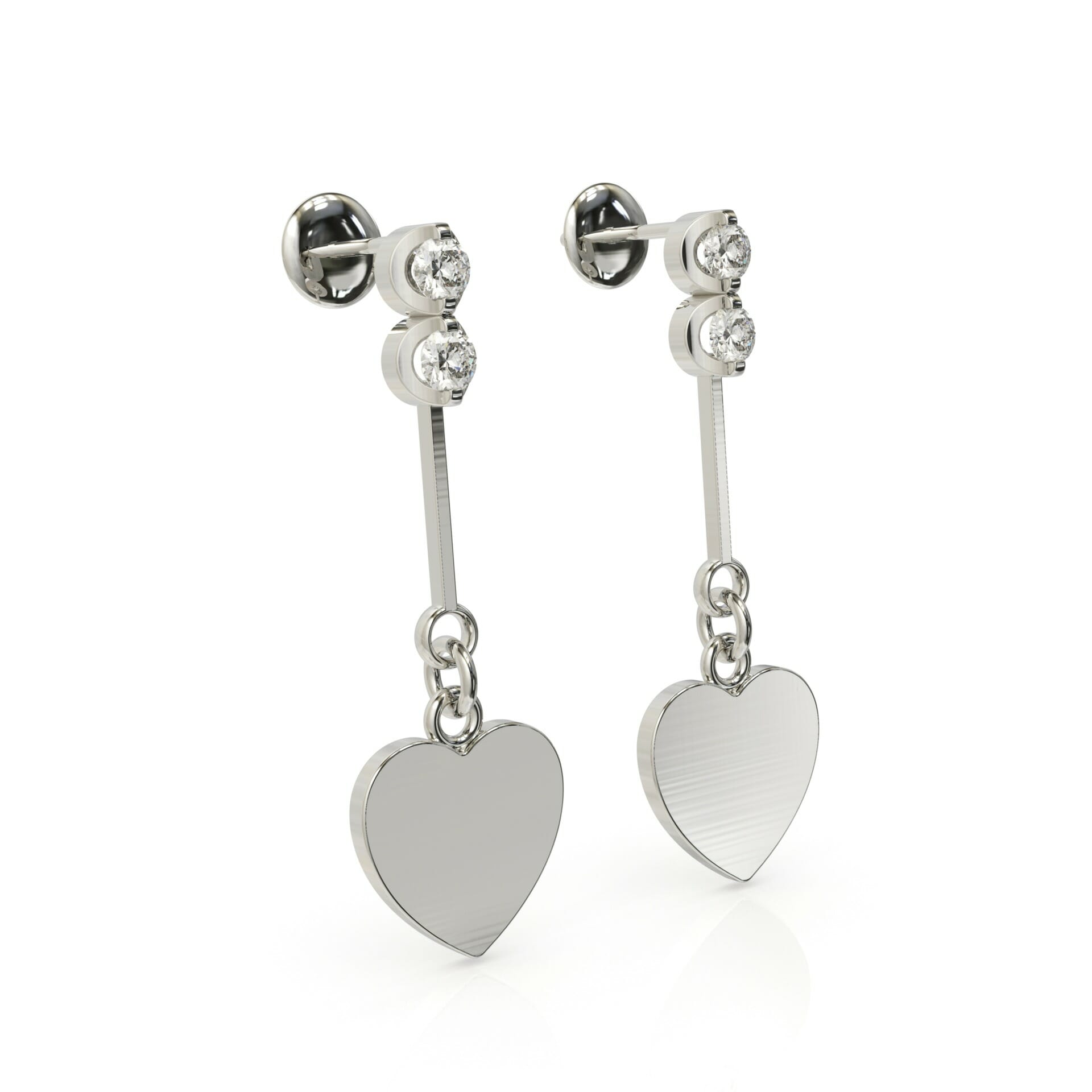 עגילי לב עדינים בשיבוץ יהלומים דגם: Louise