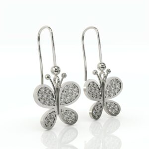 עגילים לבת מצווה בעיצוב פרפר יהלומים דגם: Elise