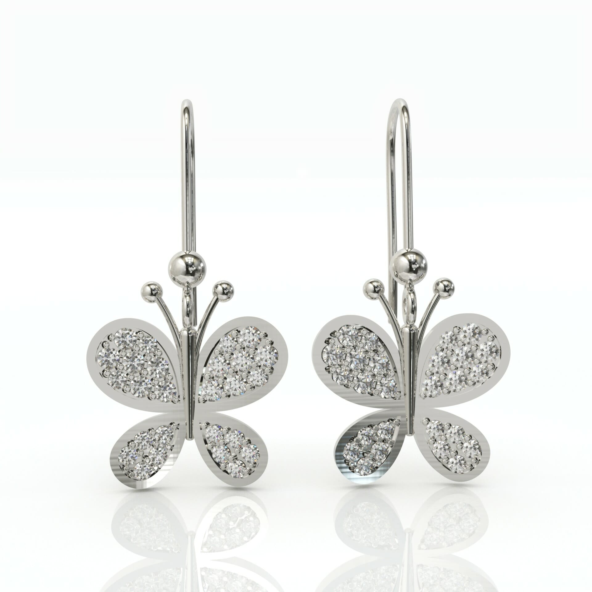 עגילים לבת מצווה בעיצוב פרפר יהלומים דגם: Elise
