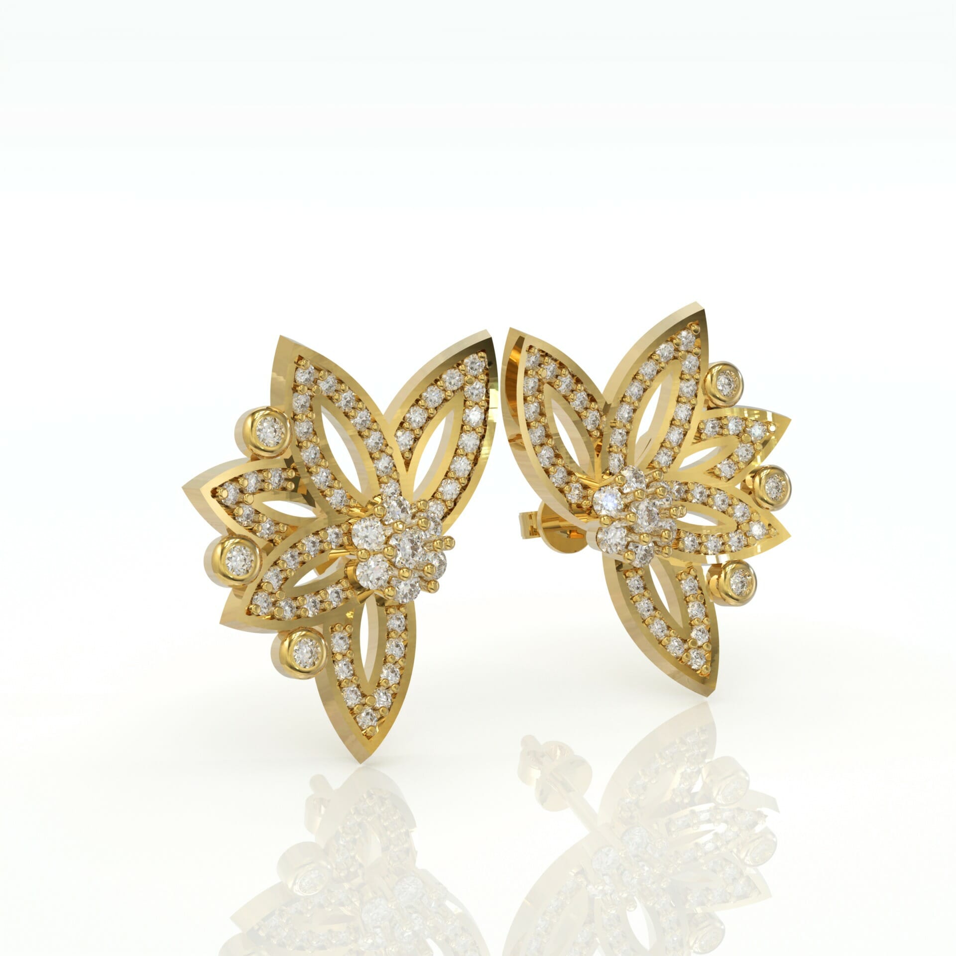 עגילים צמודים בהשראת פרח הלוטוס דגם: Daniela