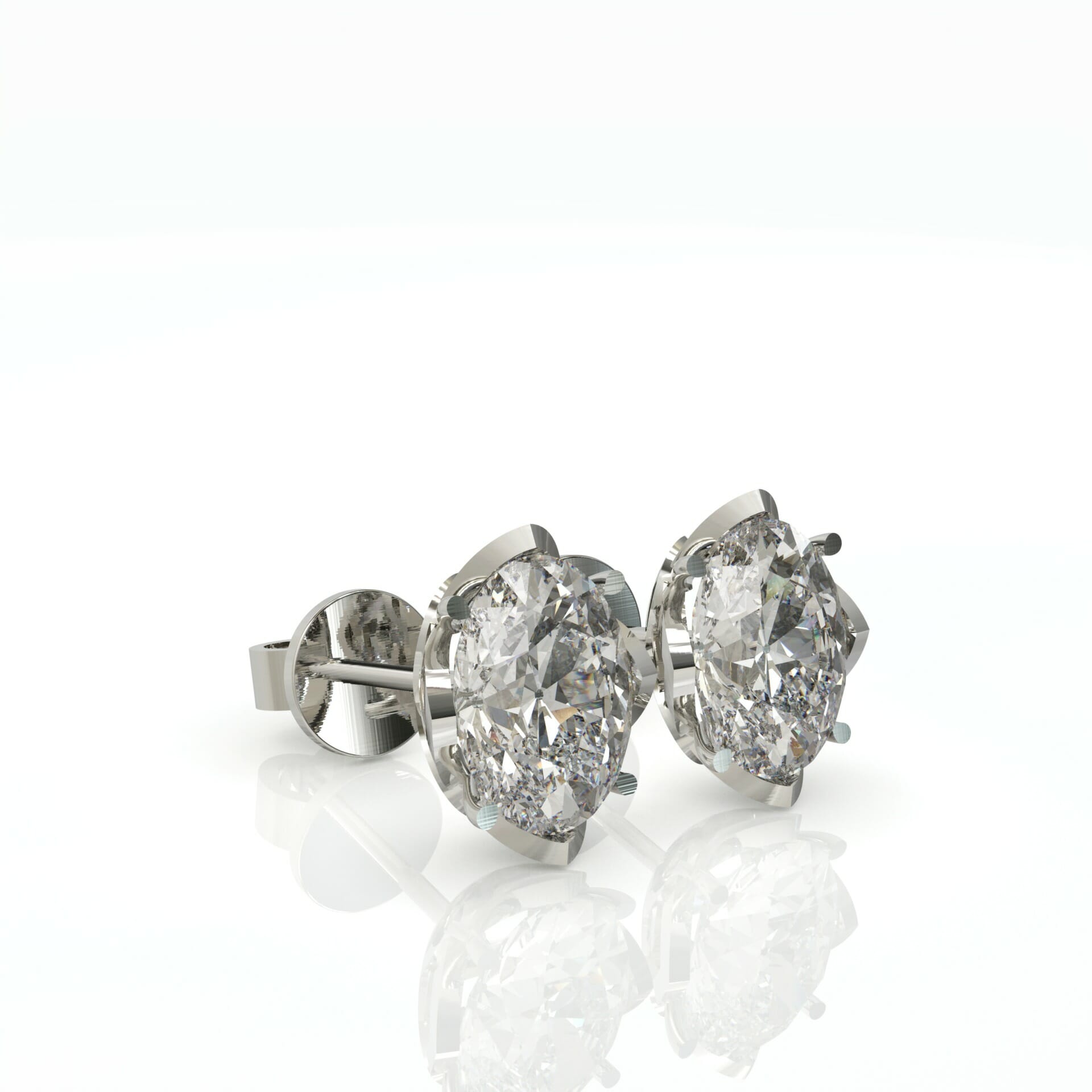 עגילים צמודים משובצים יהלומי אובל דגם: Dorothy