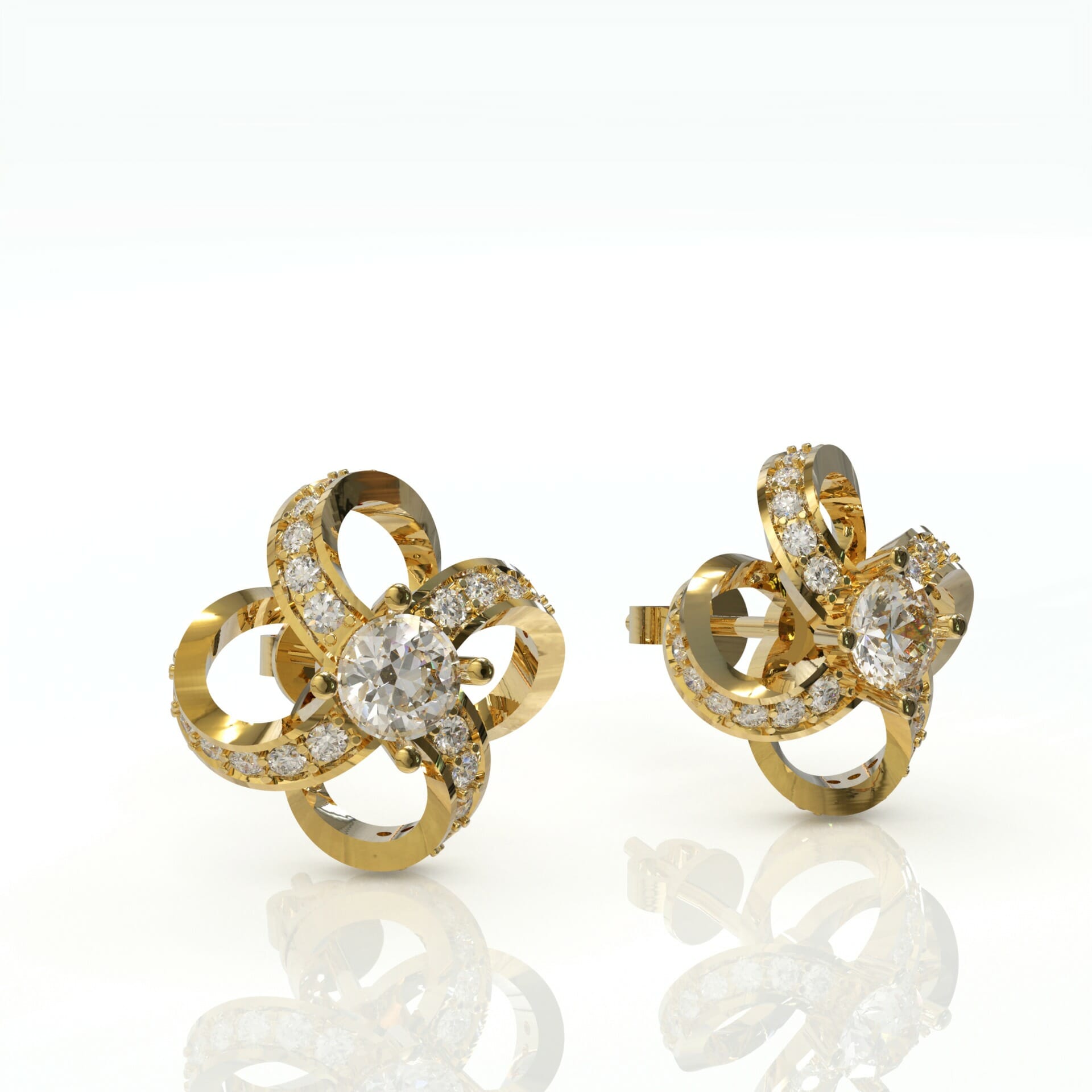 עגילי ספירלה משובצים יהלומים דגם: Carolina