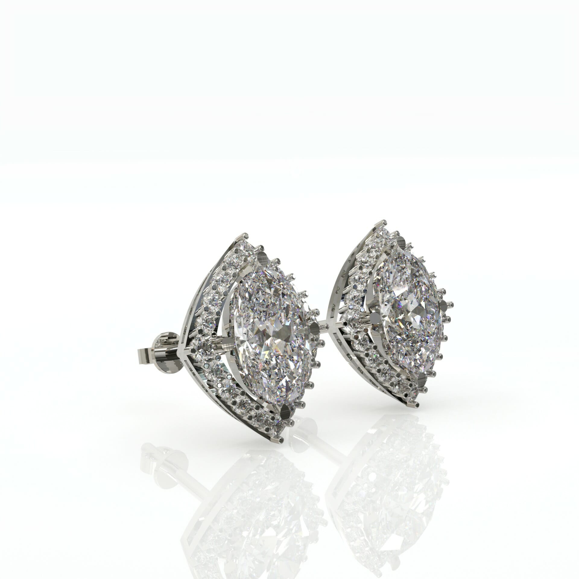 עגילי יהלומים לבנים צמודים דגם: April