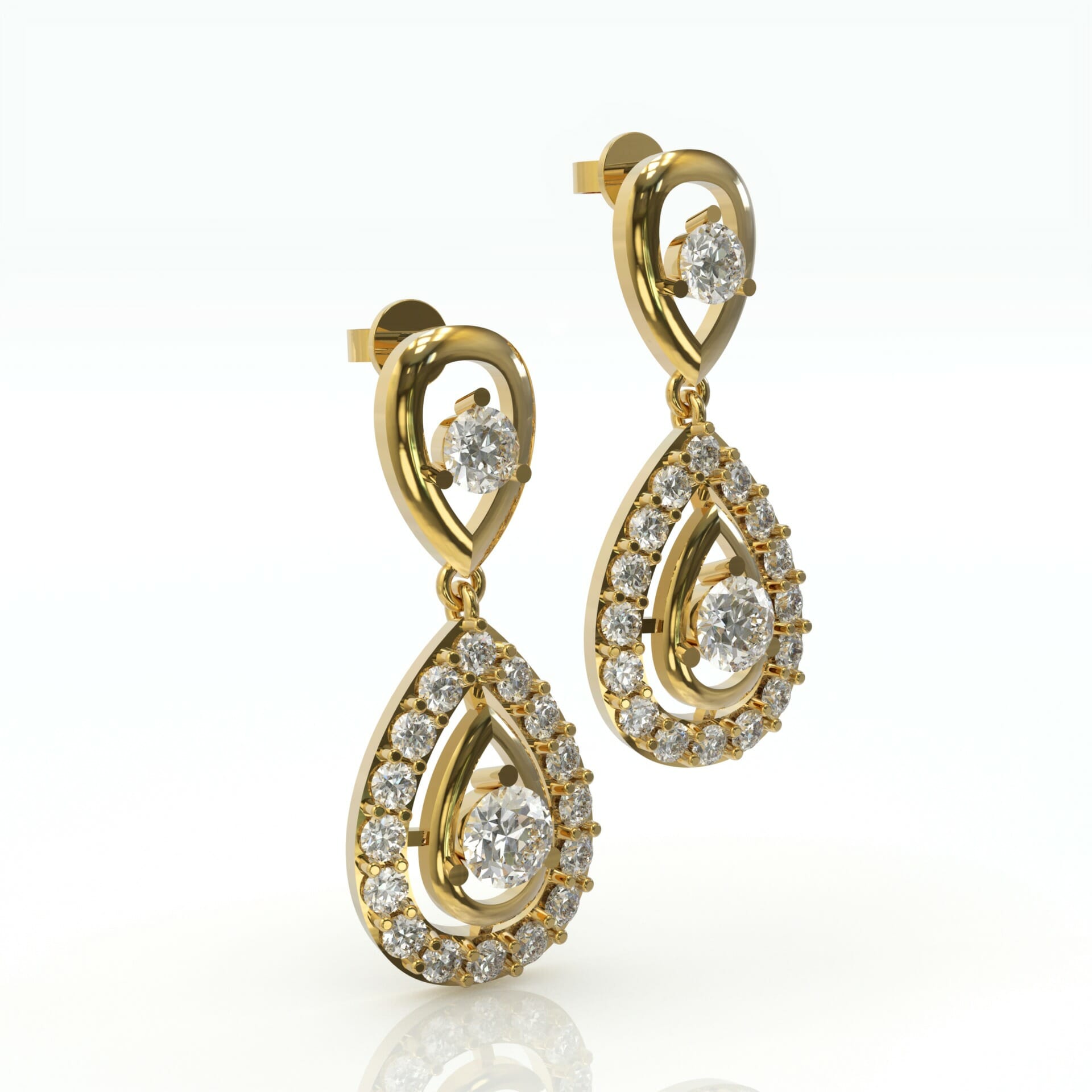 עגילי טיפות יהלומים לכלה וערב דגם: Juliet