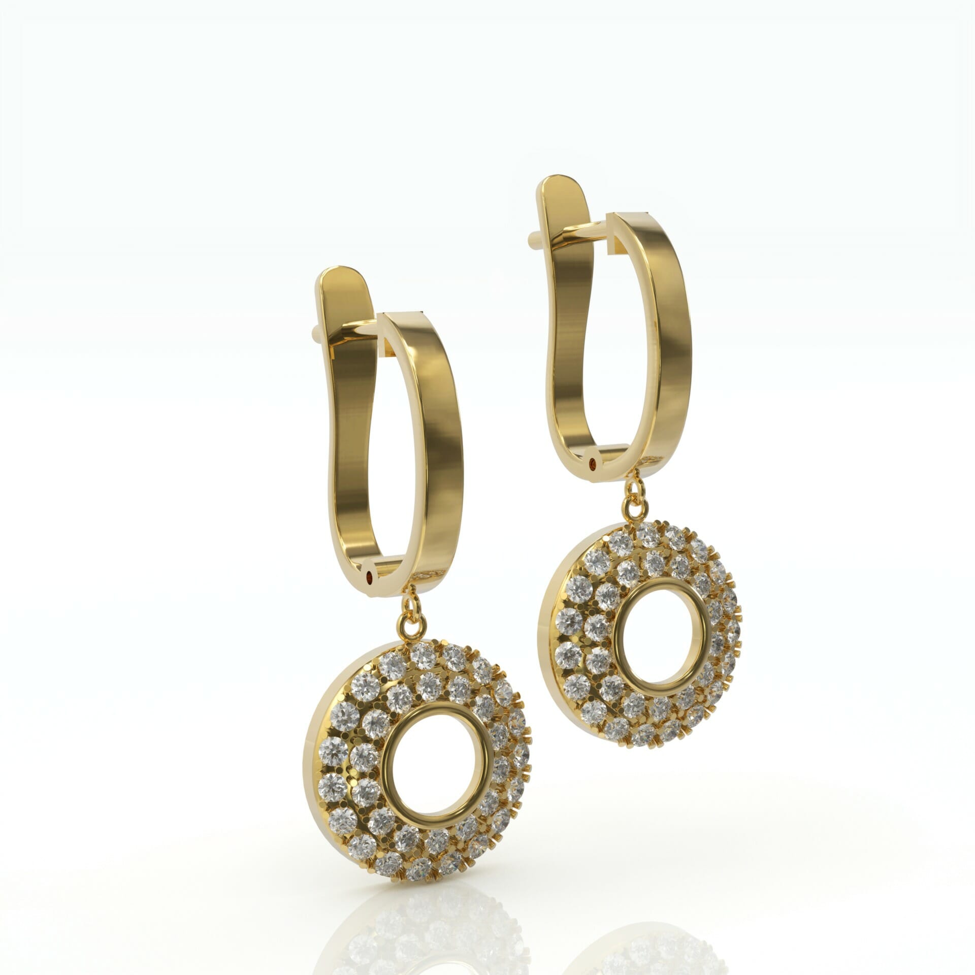 עגילי קליפס תלויים והיילו יהלומים דגם: Giselle