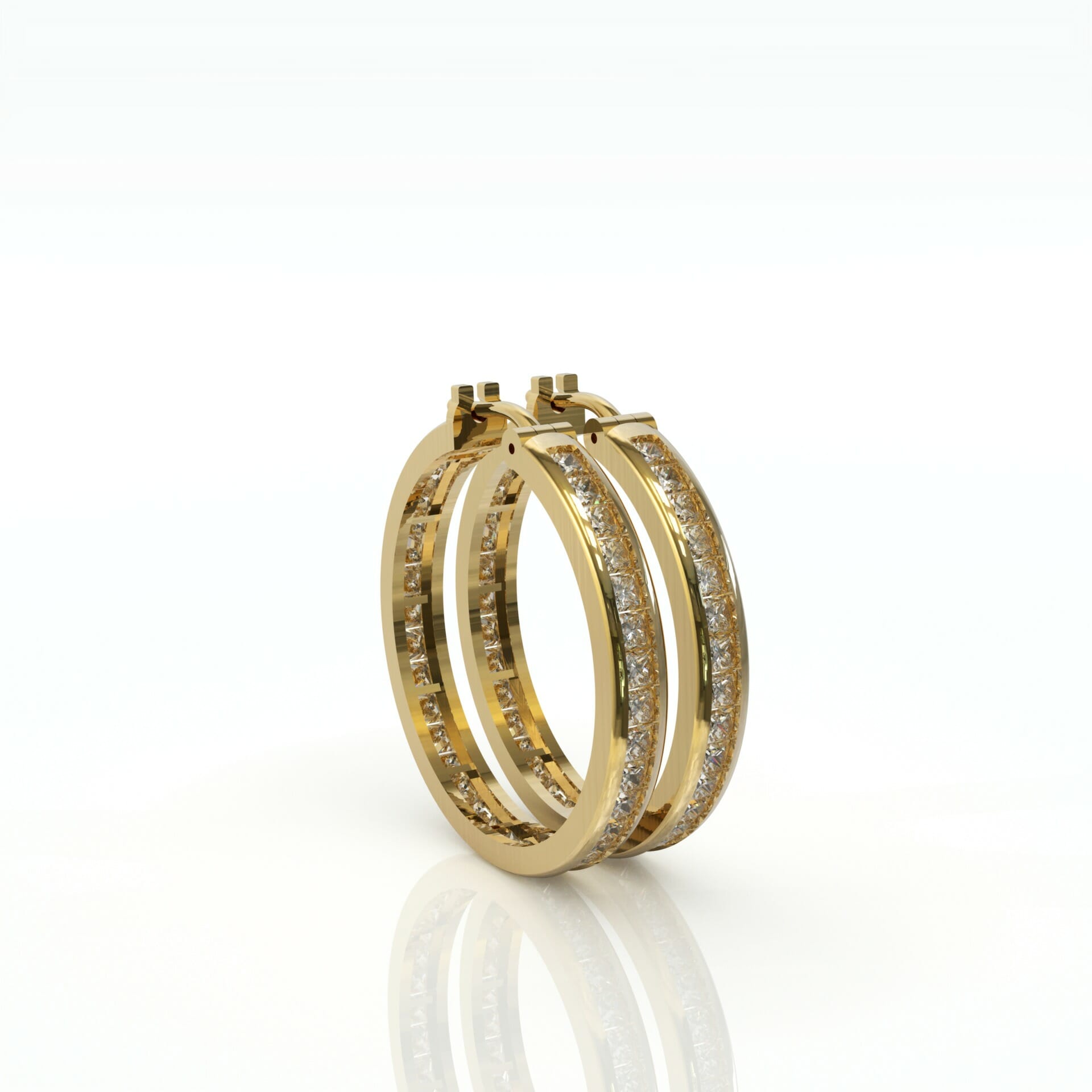 עגילי חישוק משובצות יהלומי פרינסס דגם: Julianna