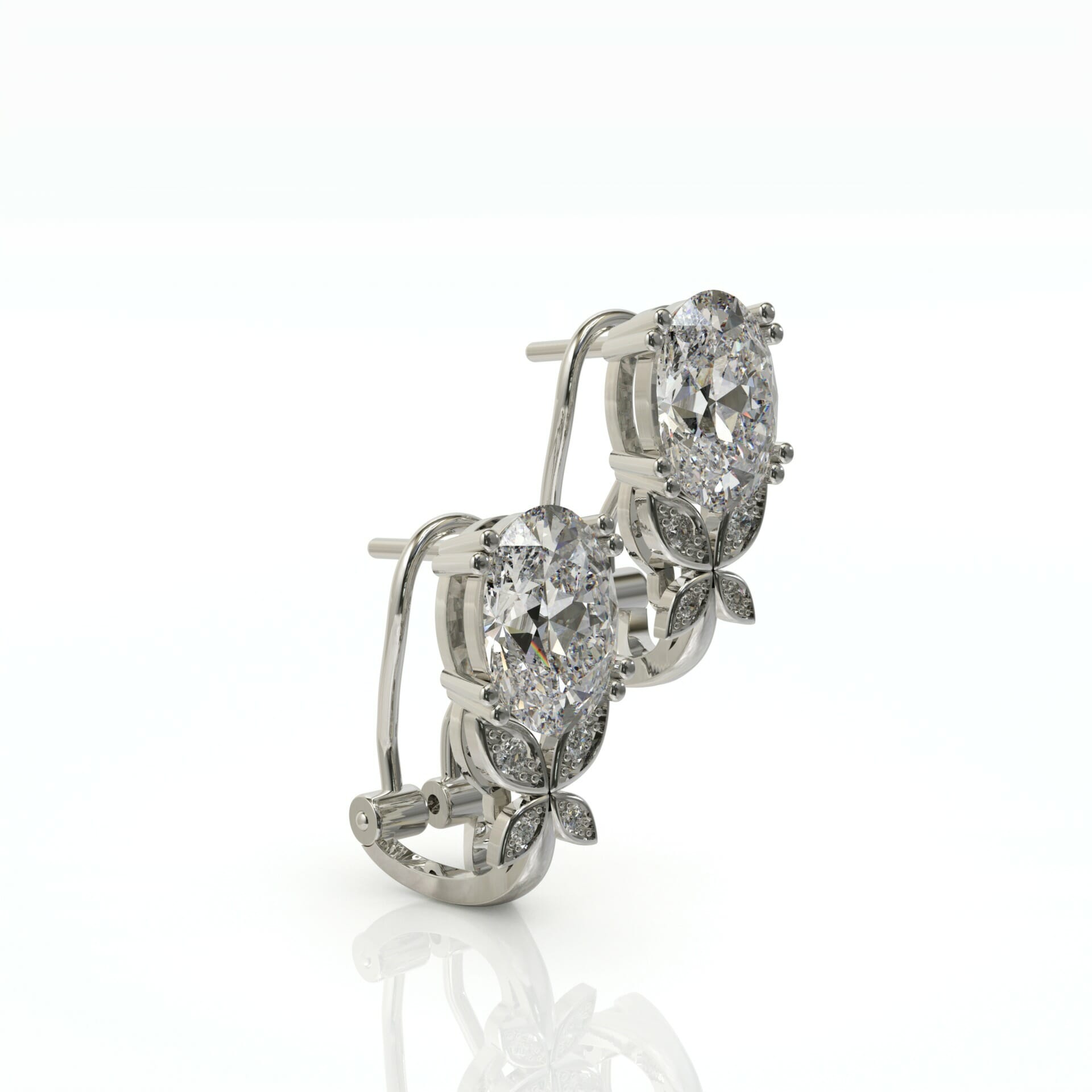 עגילי קליפס זהב ויהלומים מיוחדות ועדינות דגם: Adriana