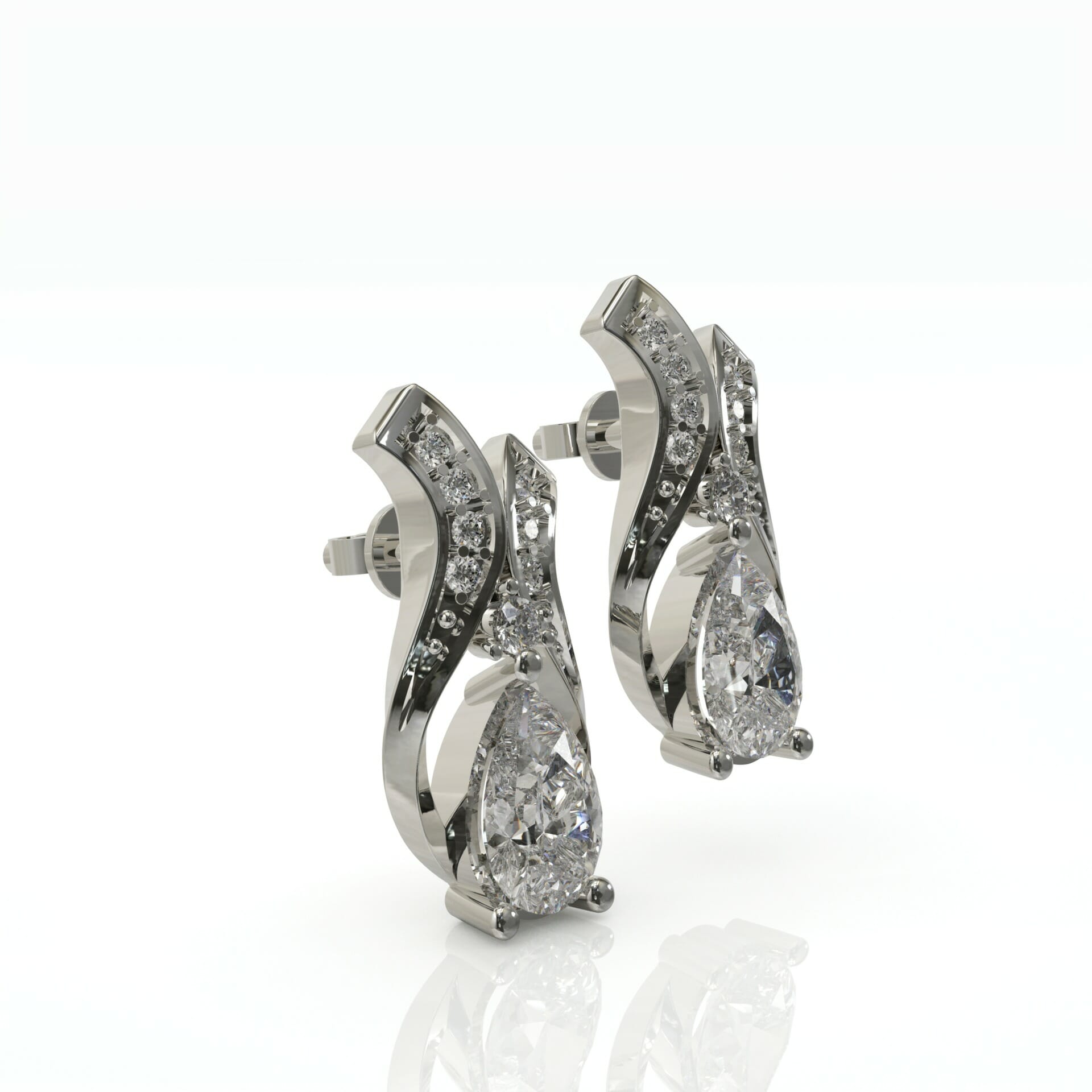 עגילי טוויסט צמודים ויהלומי טיפה דגם: Helena