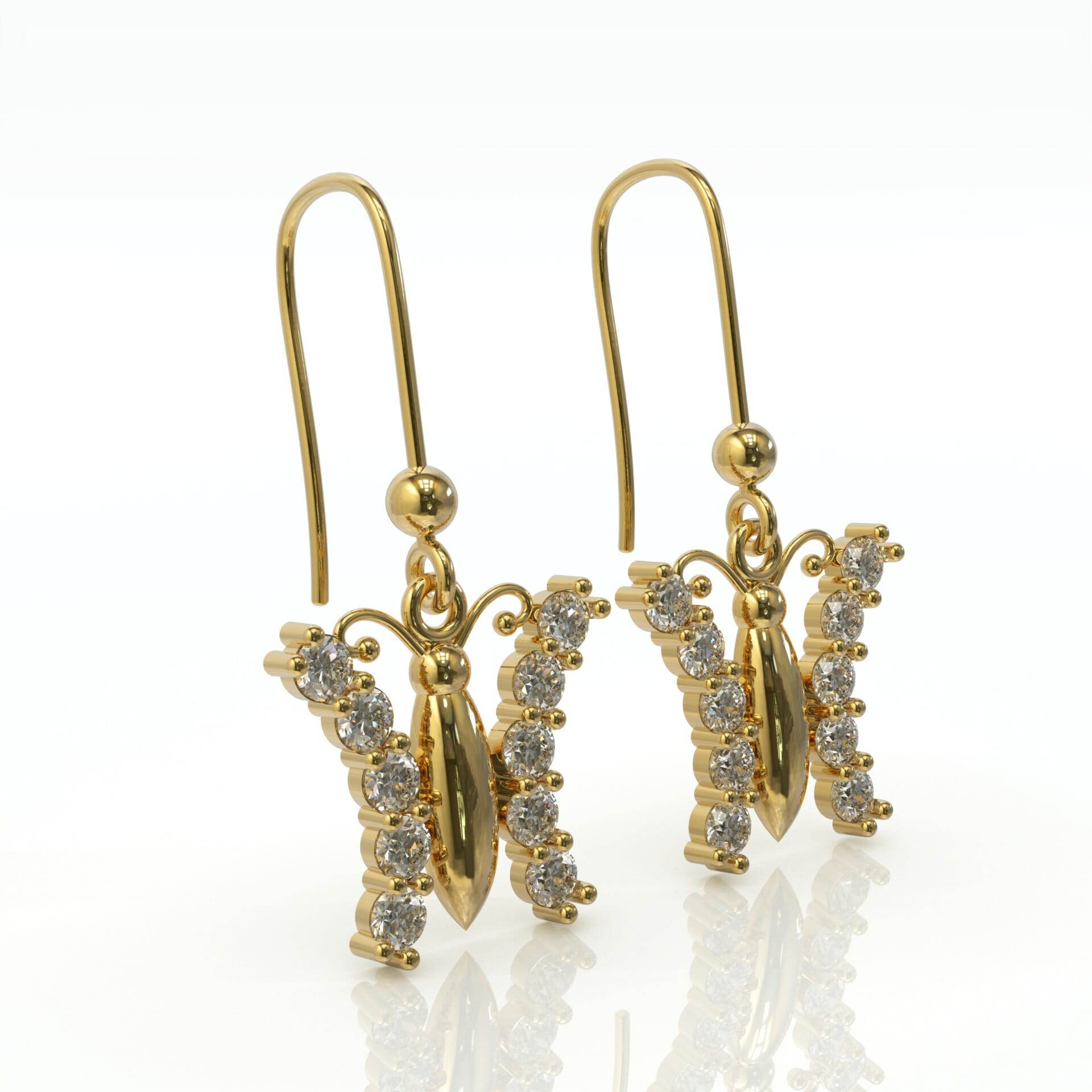 עגילי פרפר יהלומים לבת מצווה ונערות דגם: Hope