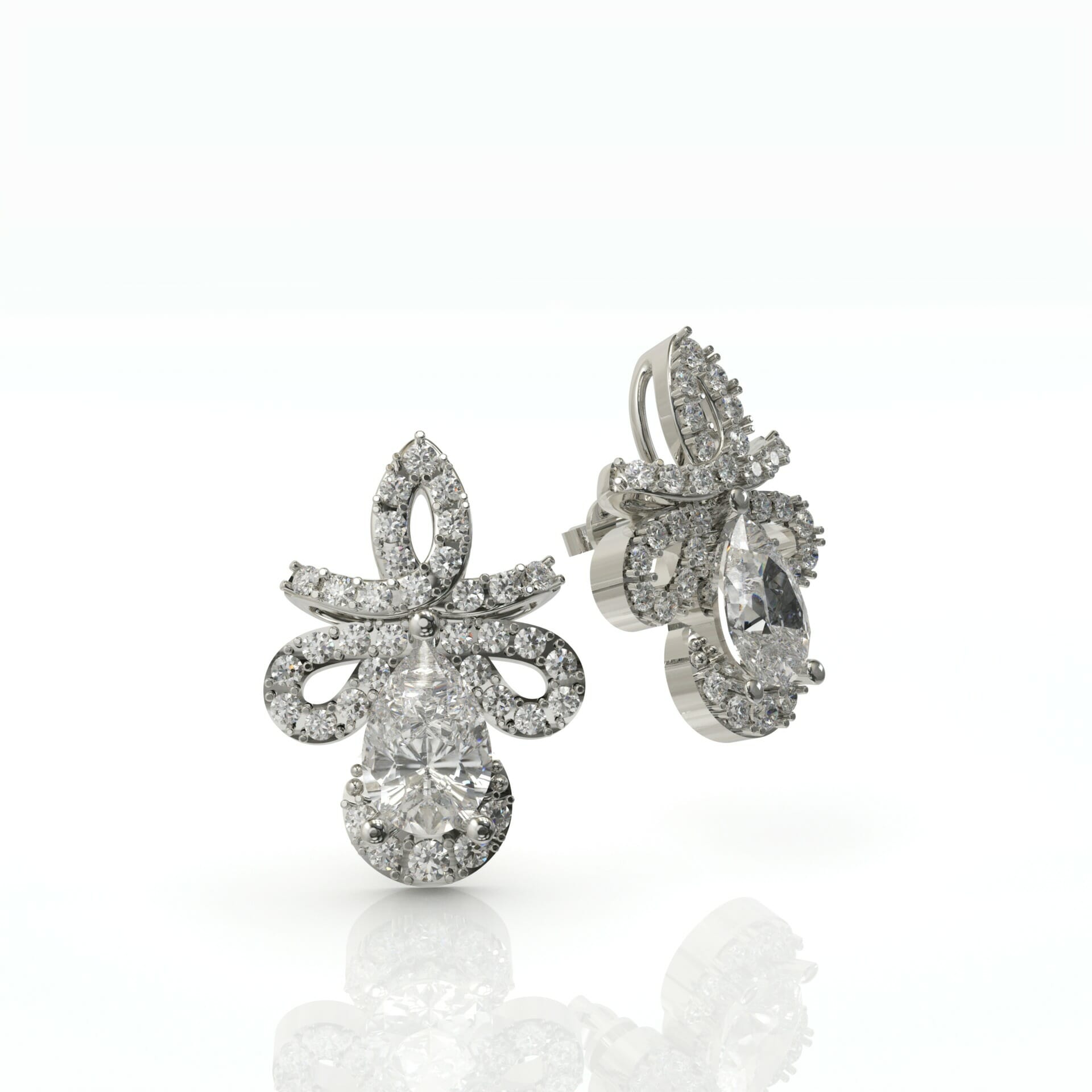 עגילים צמודים פפיון יהלומים דגם: Kate