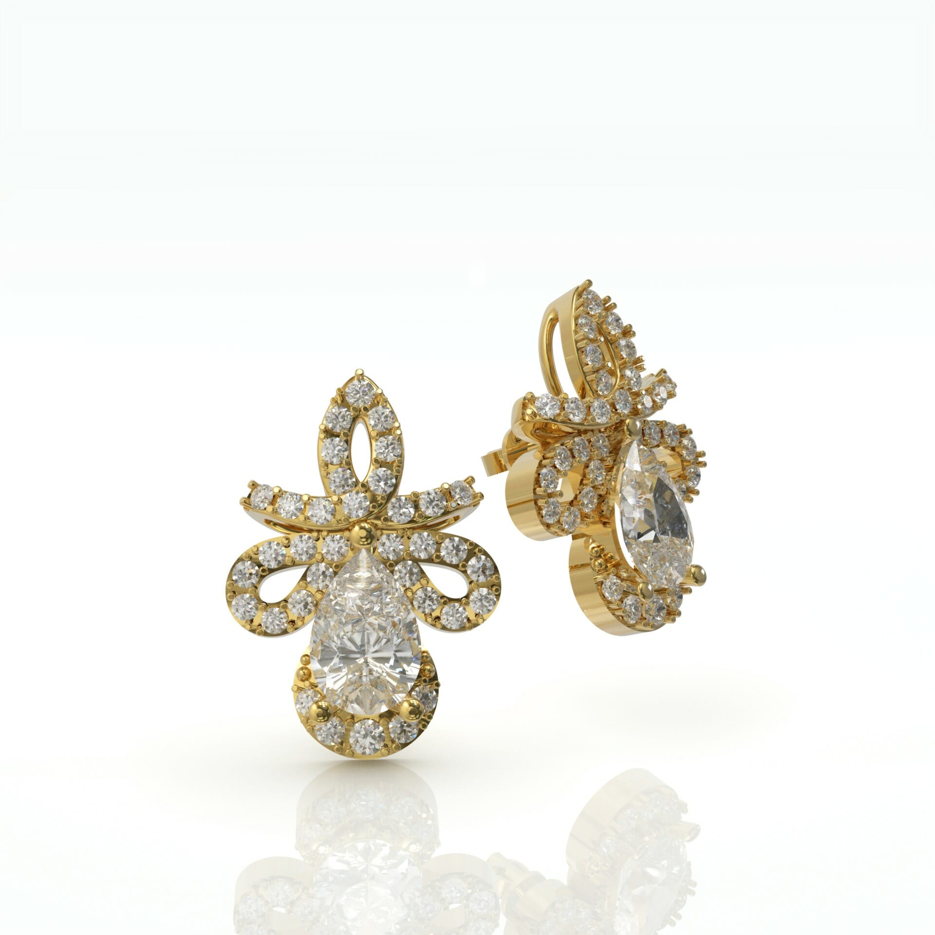 עגילים צמודים פפיון יהלומים דגם: Kate