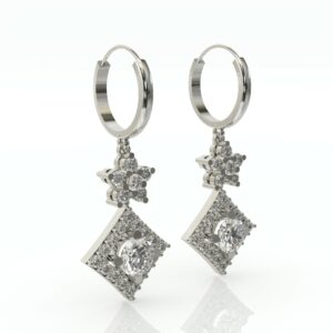 עגילי חישוק תלויים לכלה וערב דגם: Jane