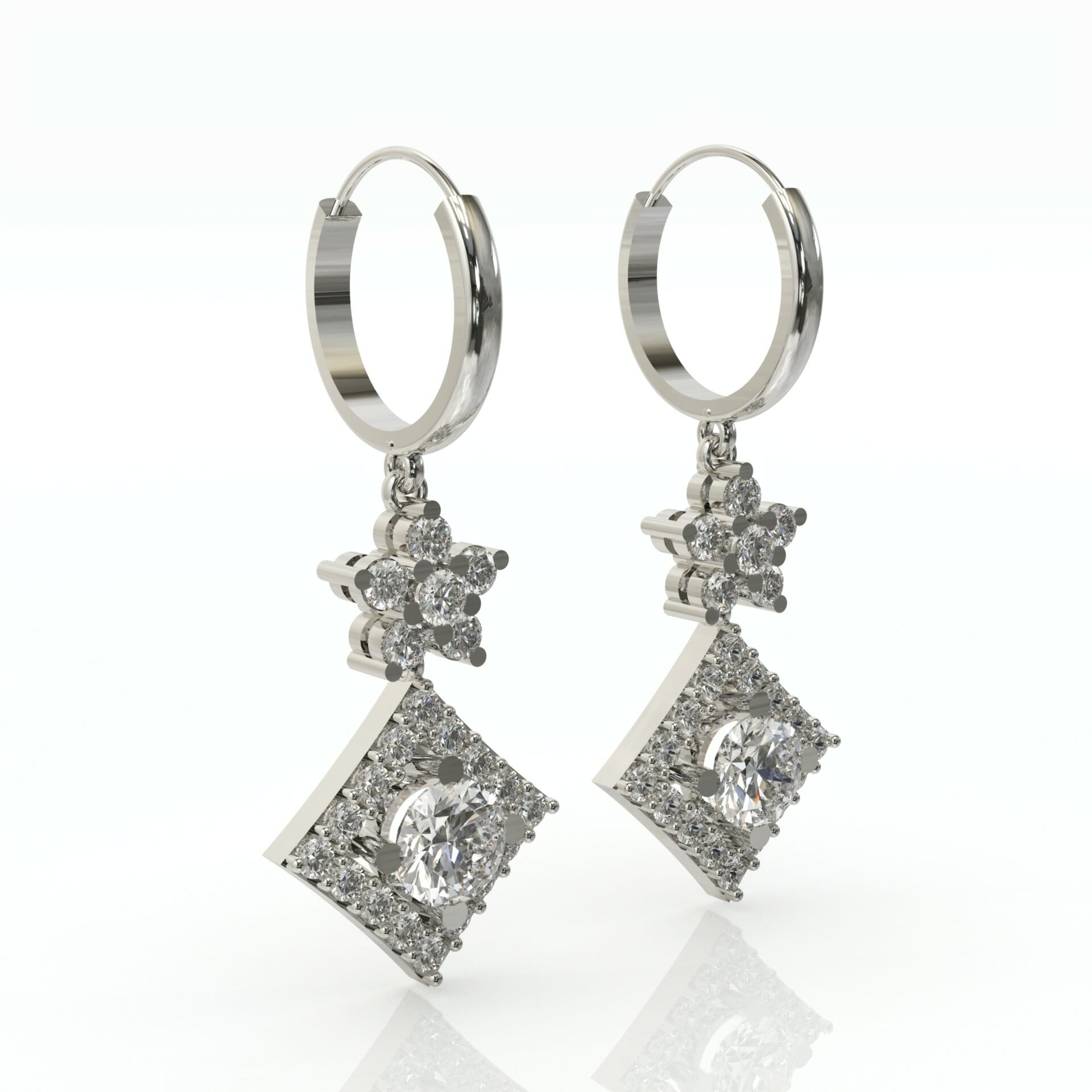 עגילי חישוק תלויים לכלה וערב דגם: Jane