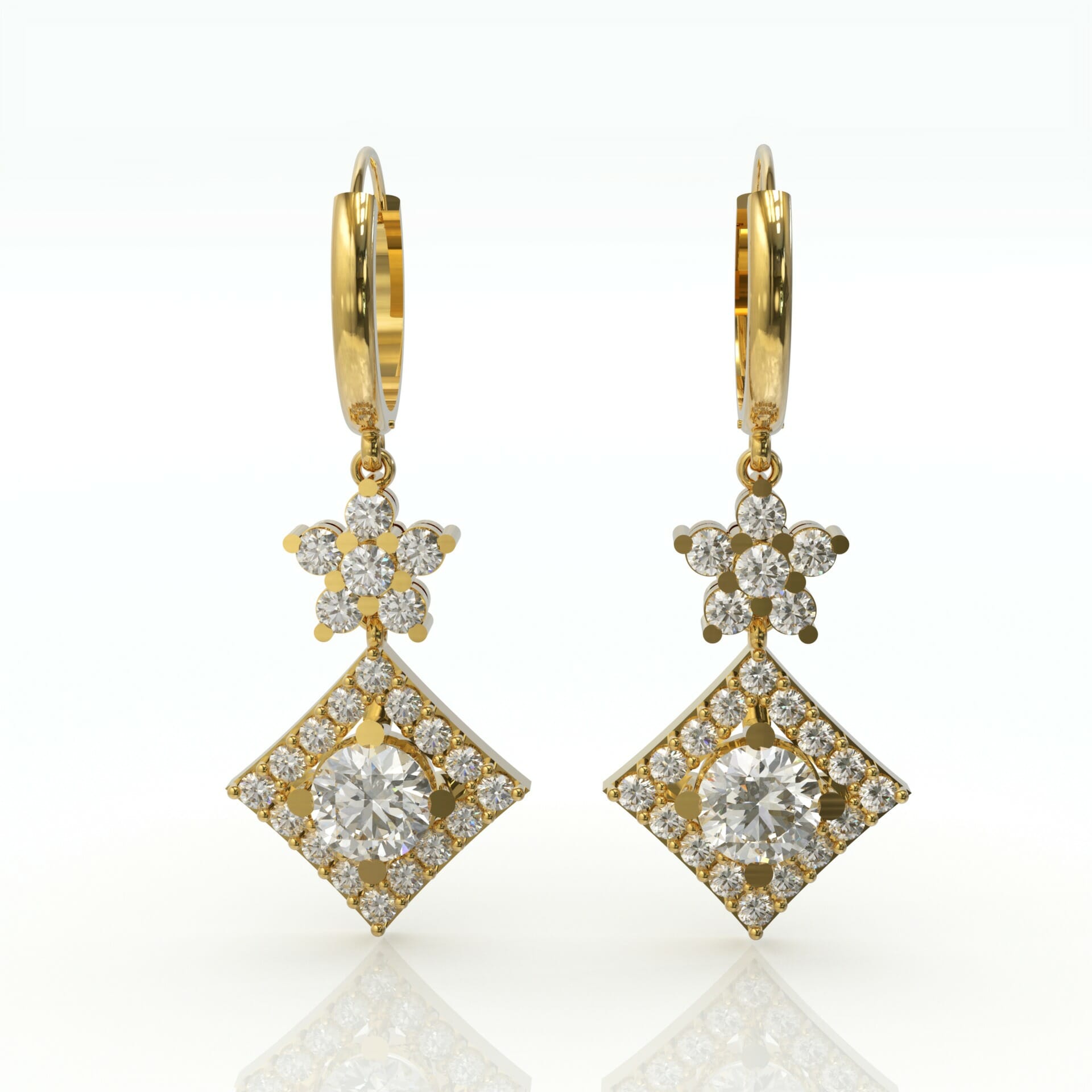 עגילי חישוק תלויים לכלה וערב דגם: Jane