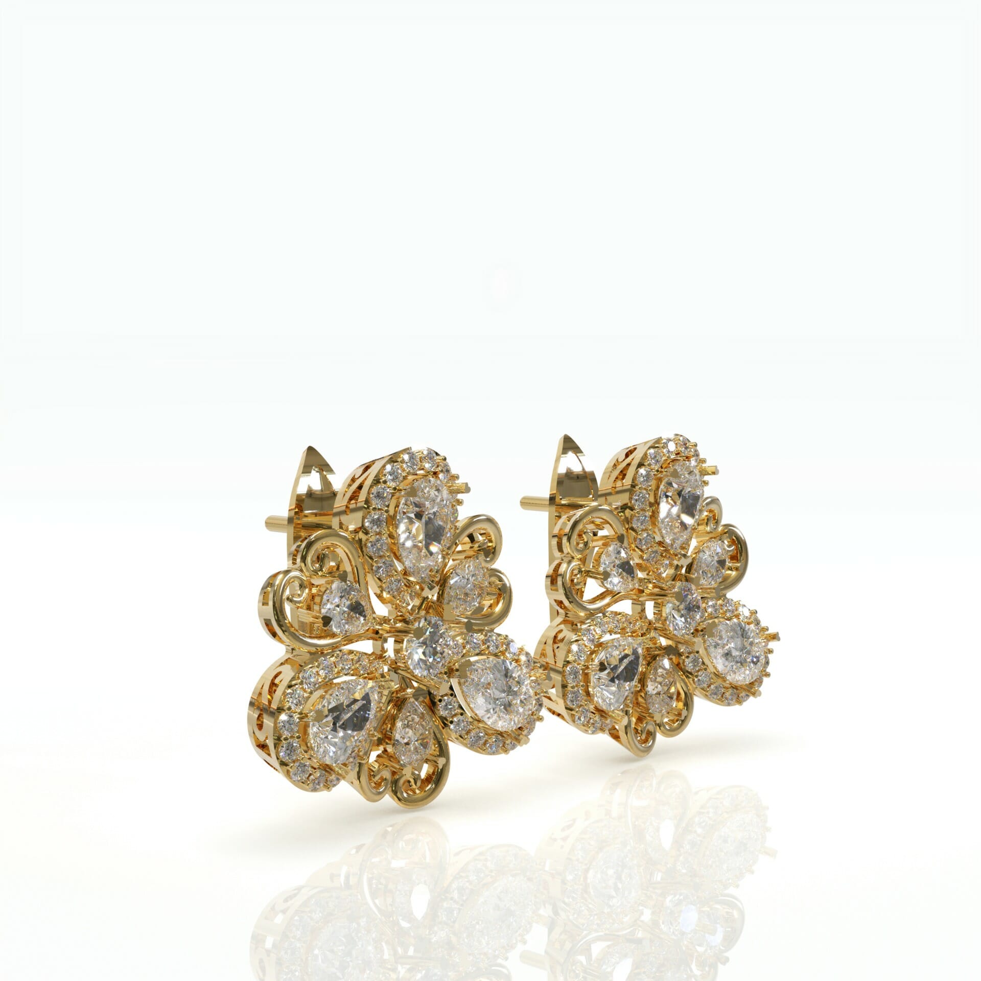 עגילי קליפס יהלומים בעיצוב מרשים דגם: Nicole