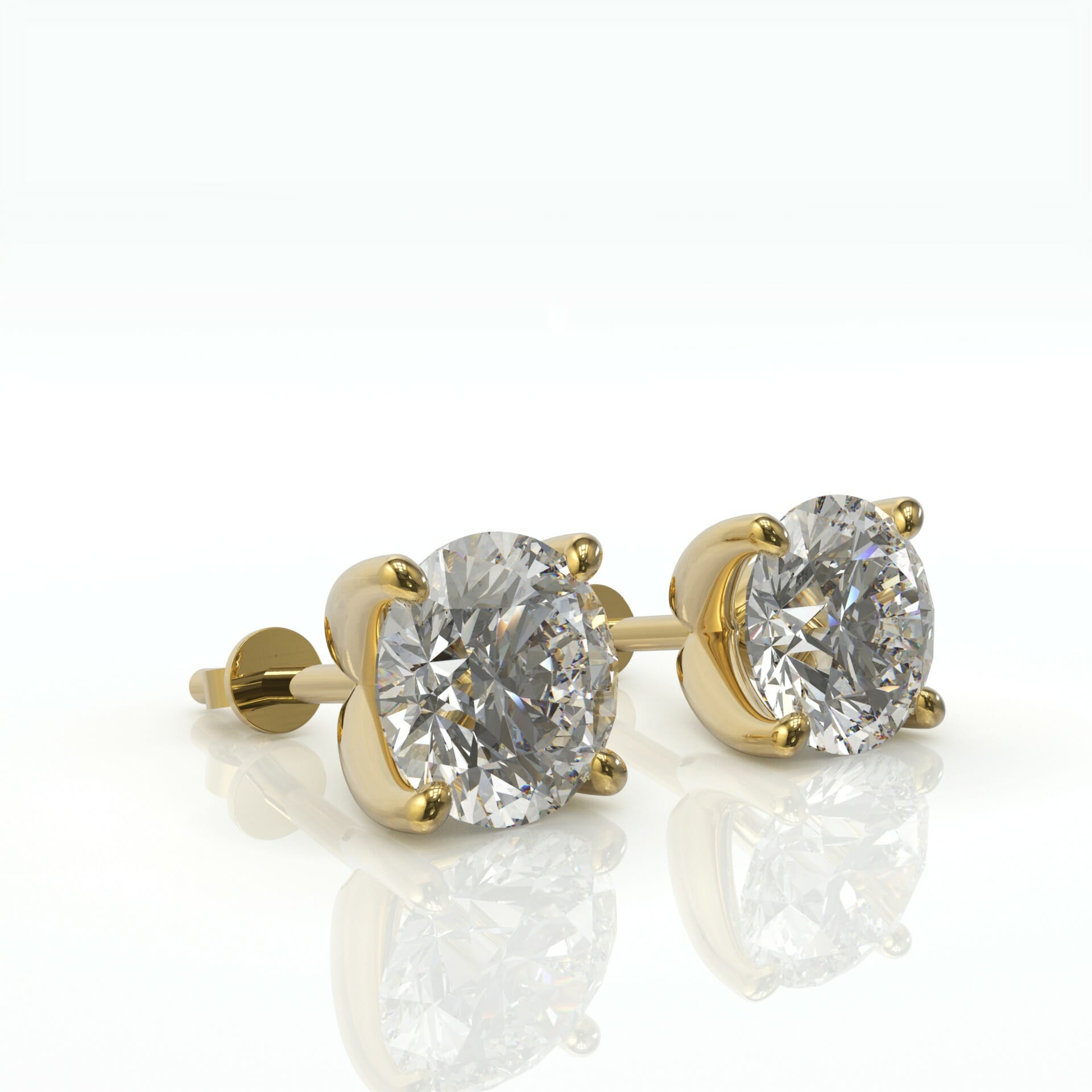 עגילי סוליטר יהלומים עגולים דגם: Vivienne